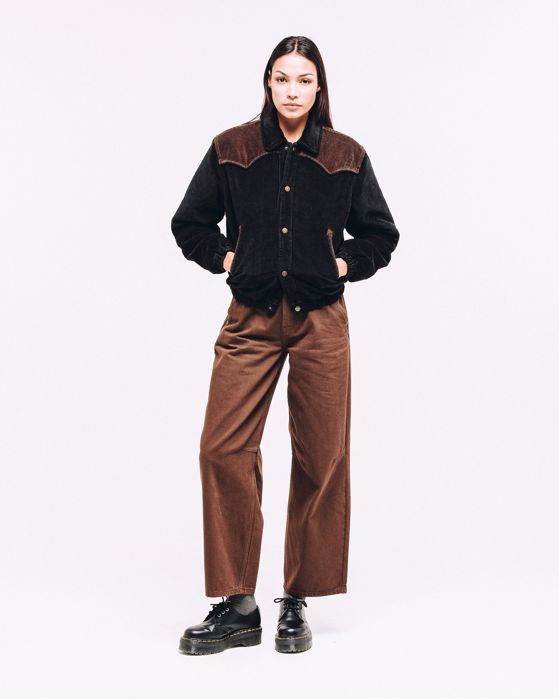 Washed Black Harper Cord Bomber Jacket | Women's Jackets