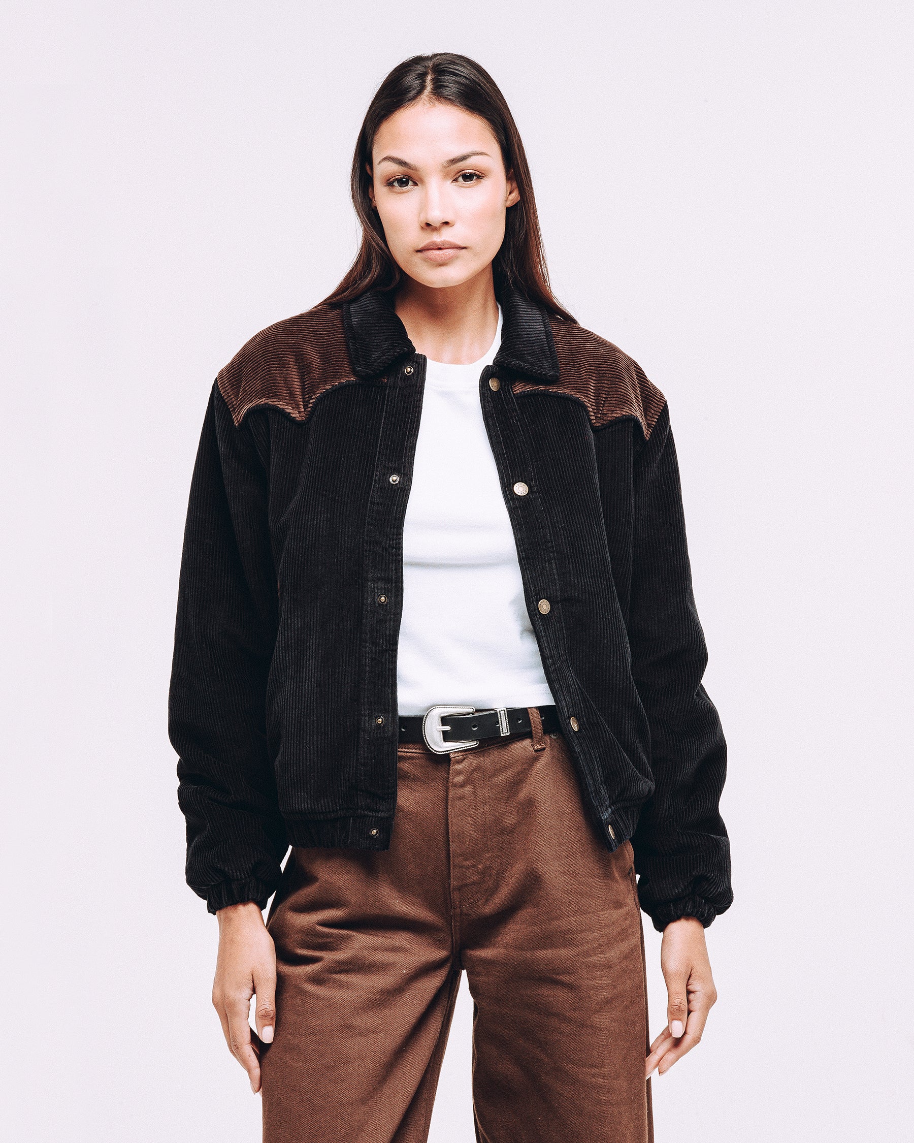 Harper Cord Bomber Jacket - Washed Black