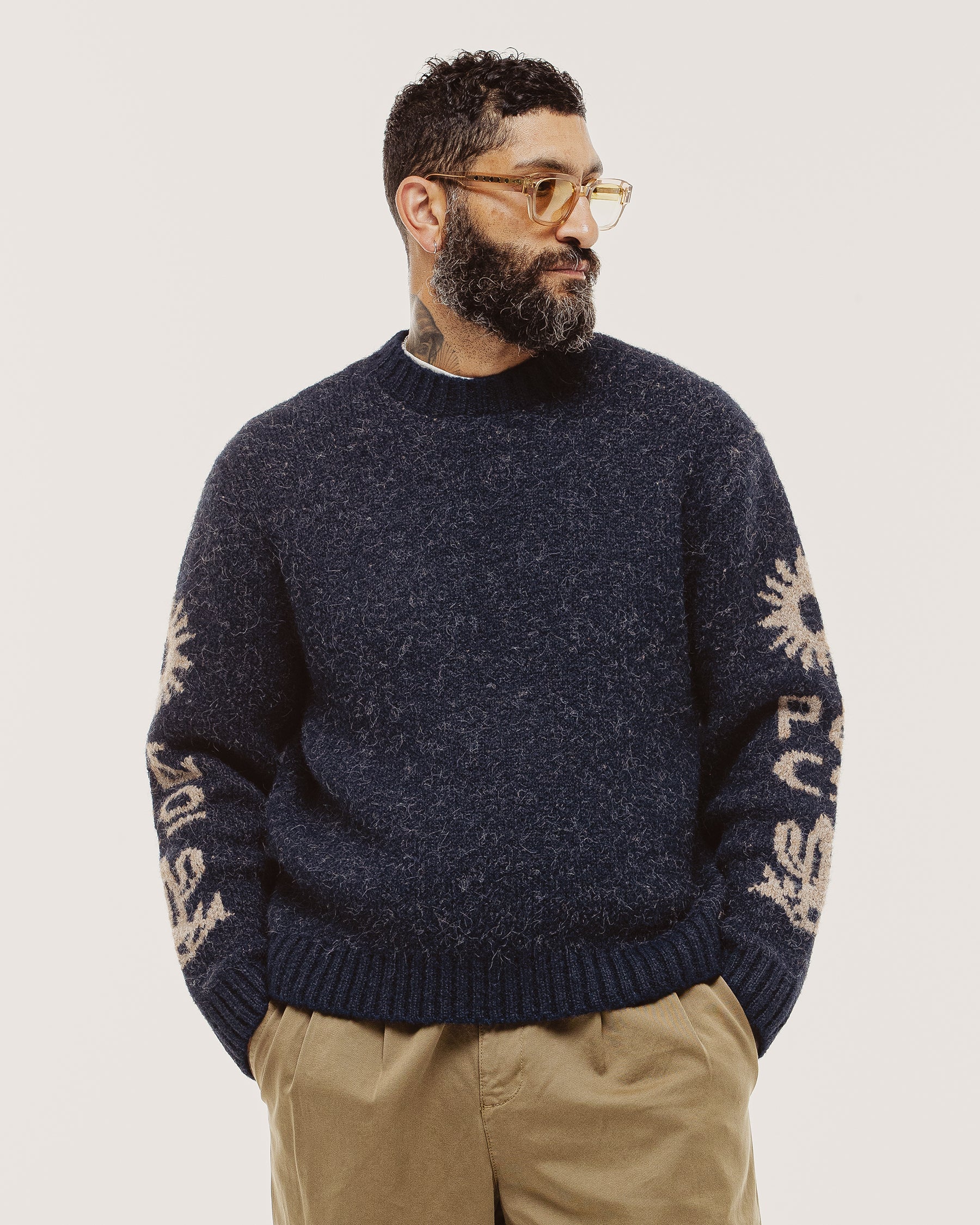 Desert Rise Intarsia Knit - Navy