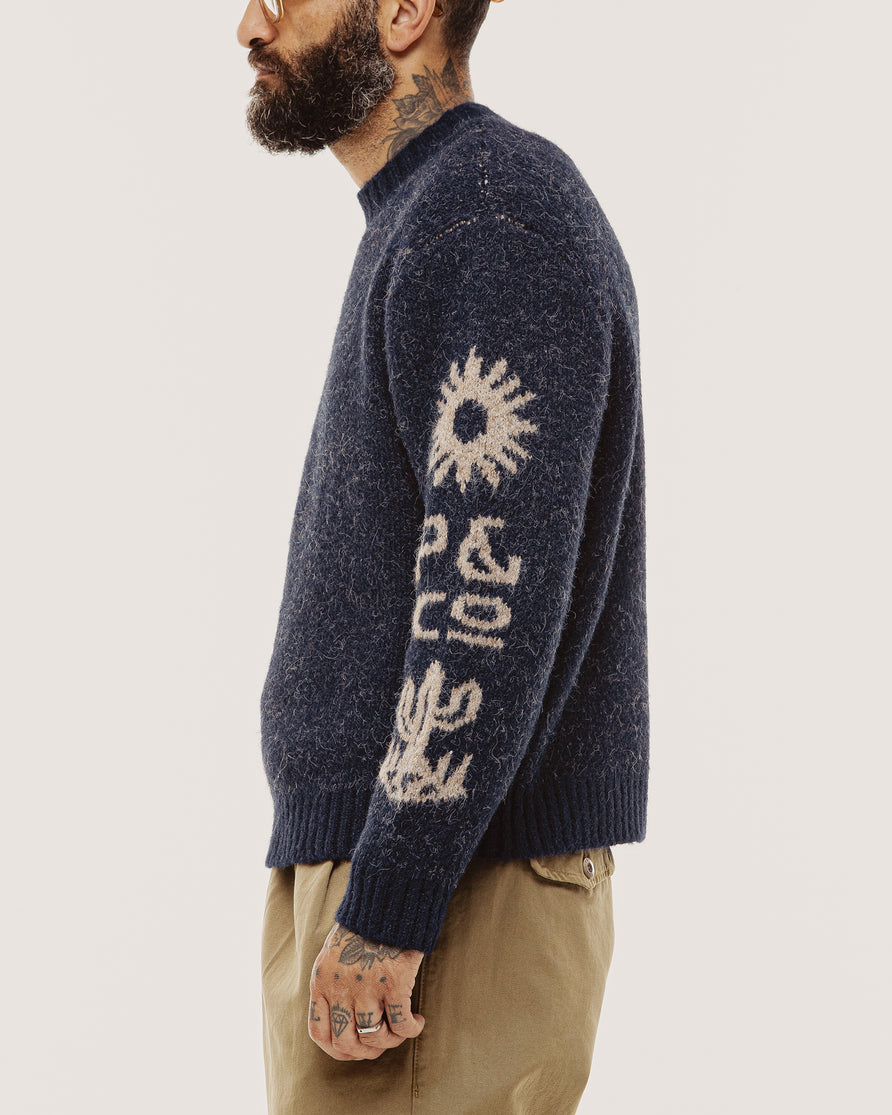 Desert Rise Intarsia Knit - Navy