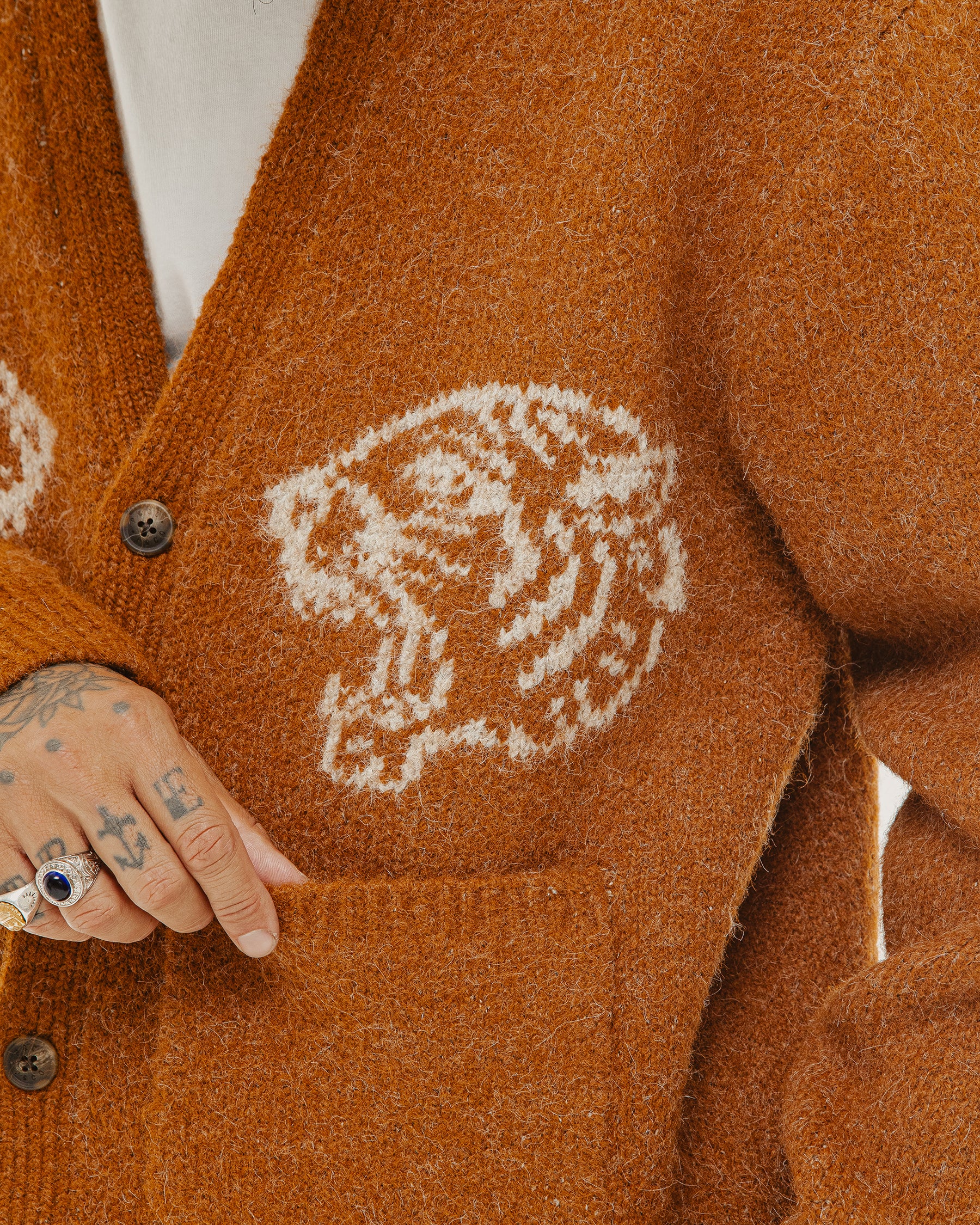 Archie Brushed Cardigan - Burnt Orange