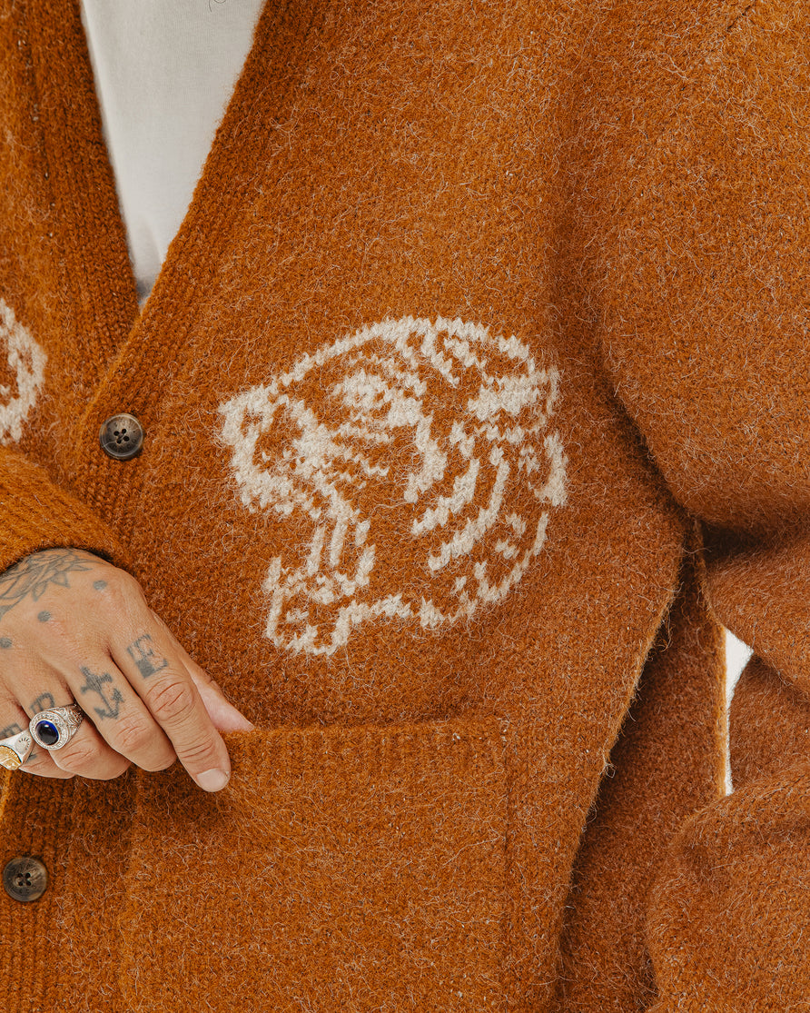 Archie Brushed Cardigan - Burnt Orange