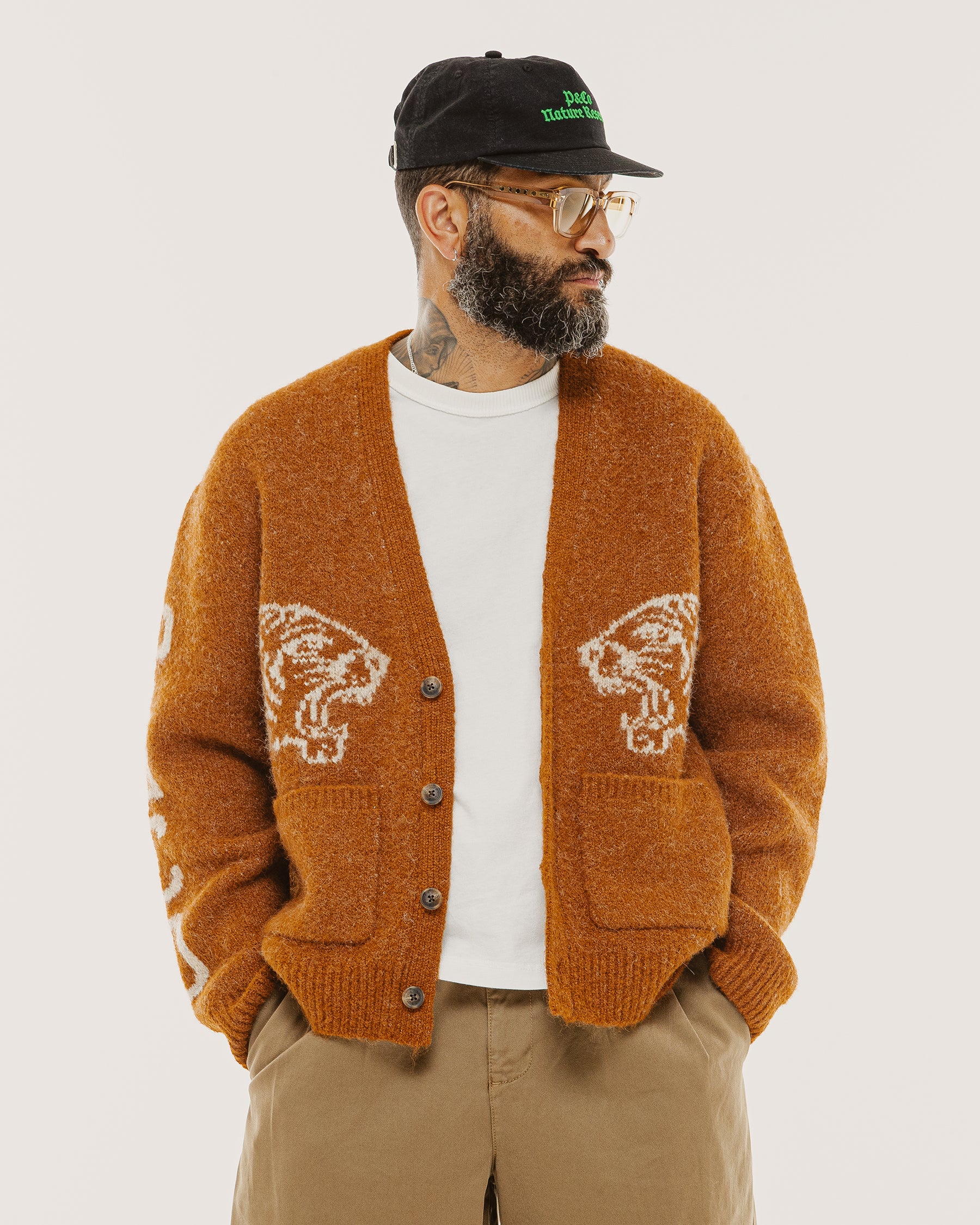 Archie Brushed Cardigan - Burnt Orange