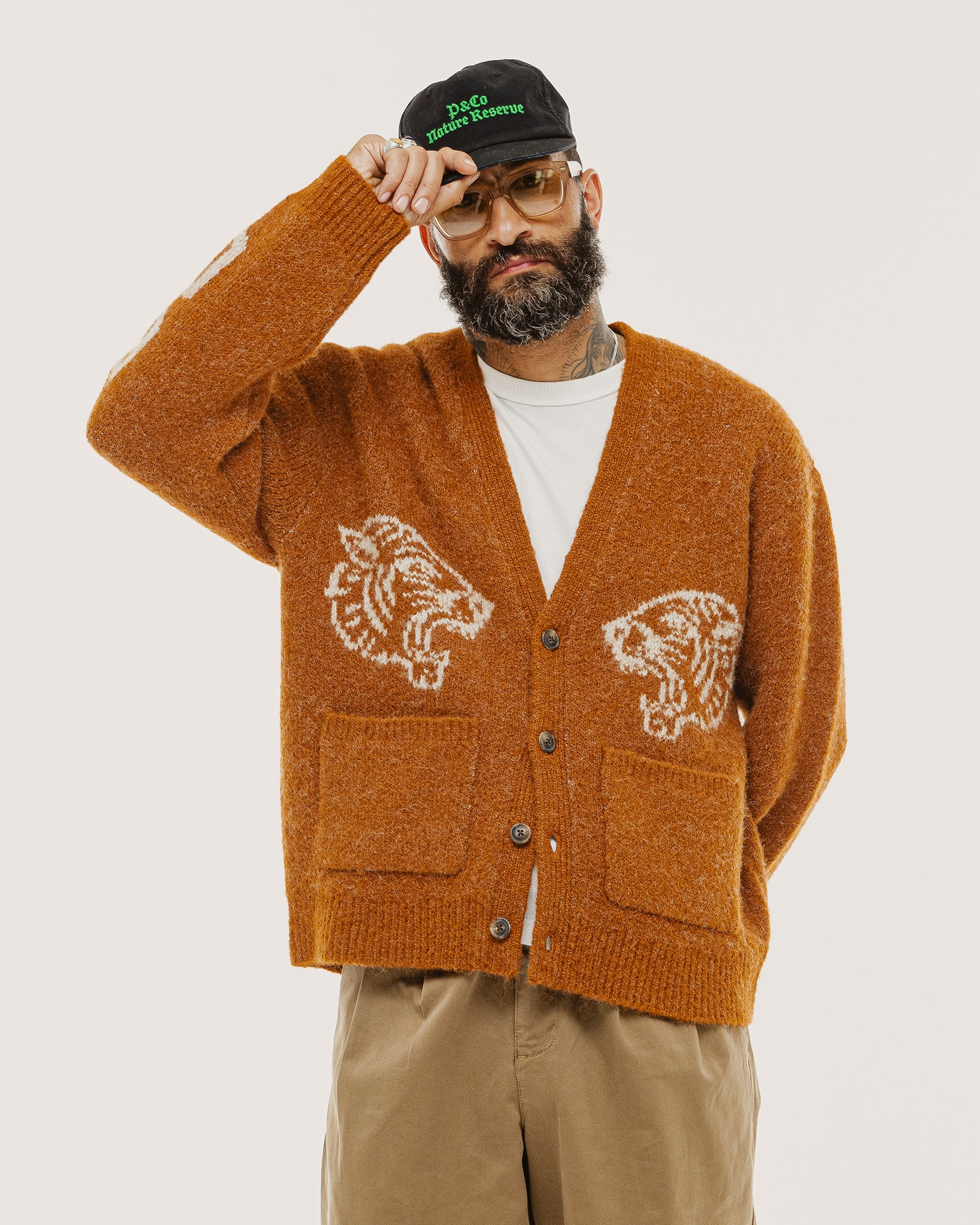 Archie Brushed Cardigan - Burnt Orange