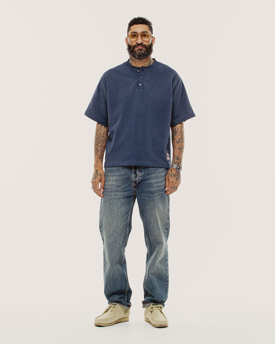 Outpost Shortsleeve Boxy Henley - Navy