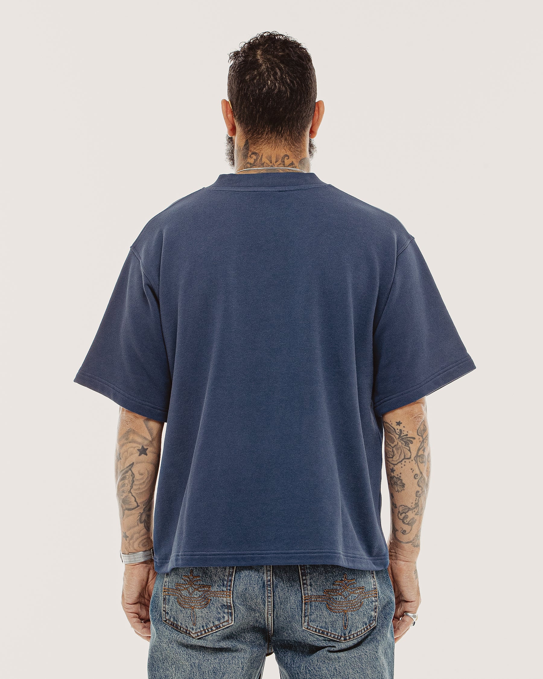 Outpost Shortsleeve Boxy Henley - Navy