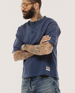 Outpost Shortsleeve Boxy Henley - Navy