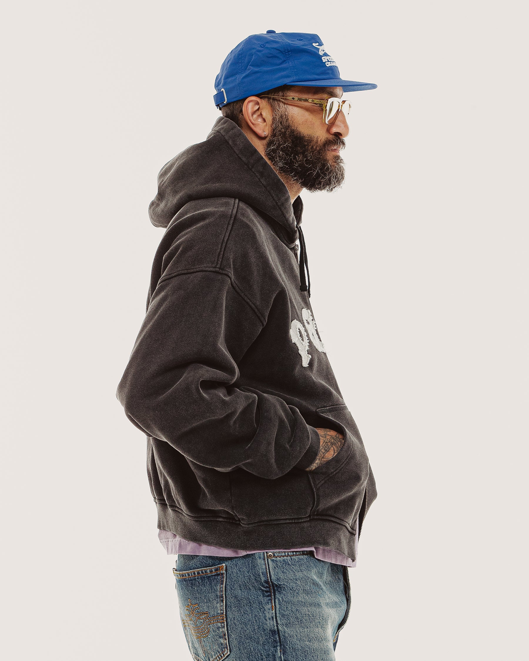 P&Co Oversized Double Zip Hoodie - Faded Black