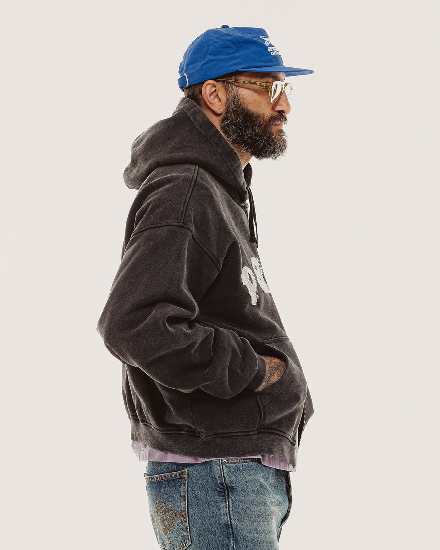 P&Co Oversized Double Zip Hoodie - Faded Black