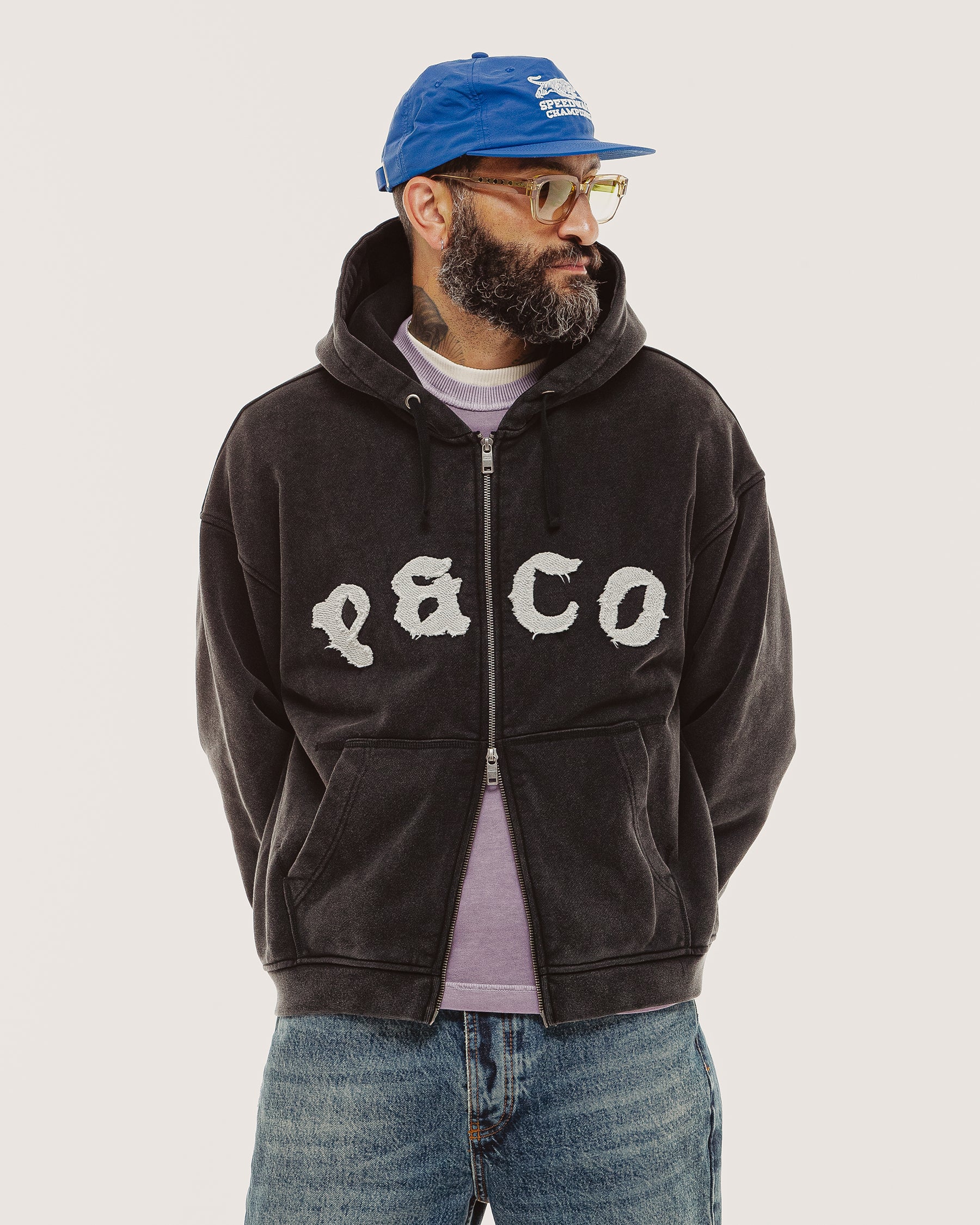 P&Co Oversized Double Zip Hoodie - Faded Black