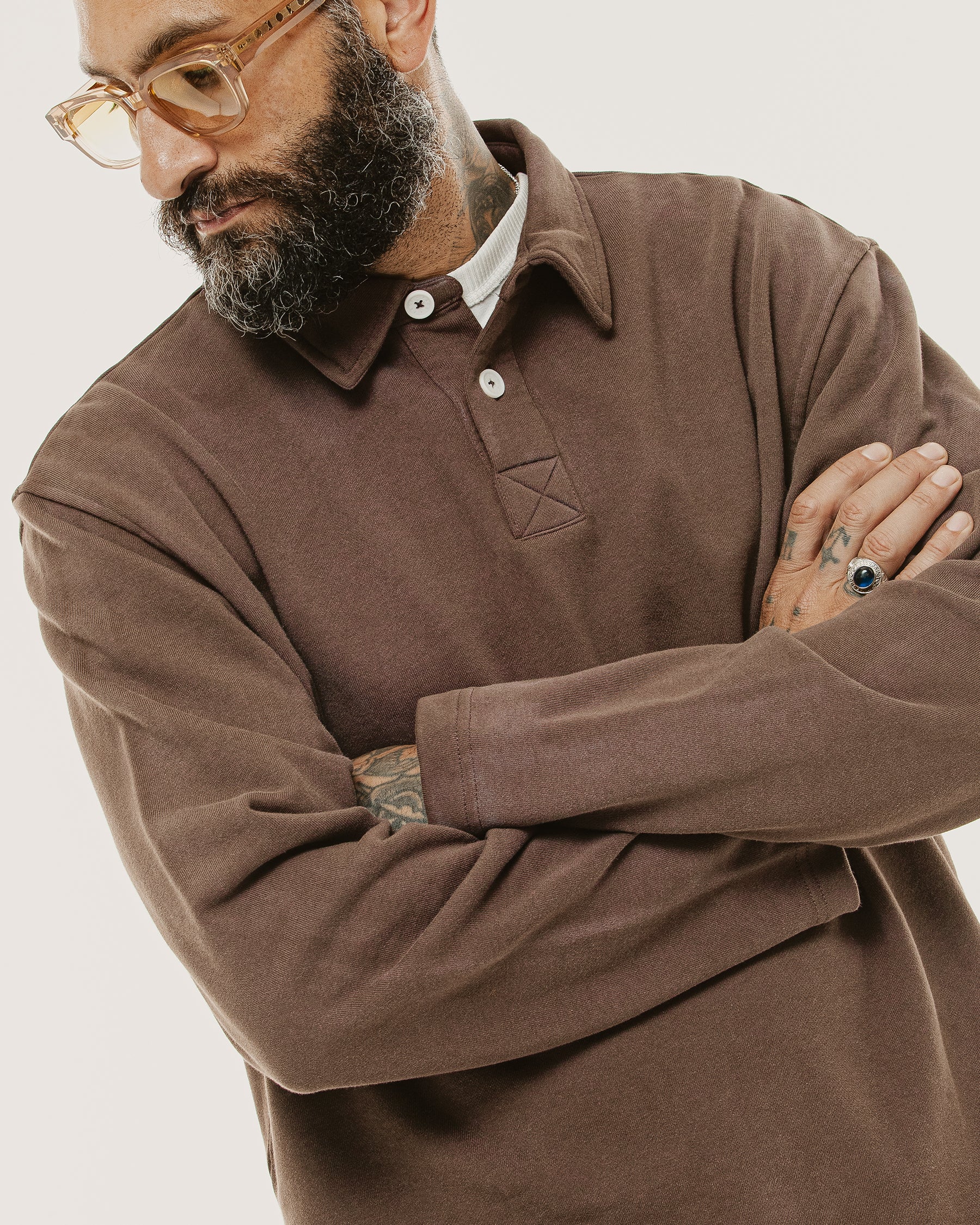 Emmett 1/4 Polo - Brown