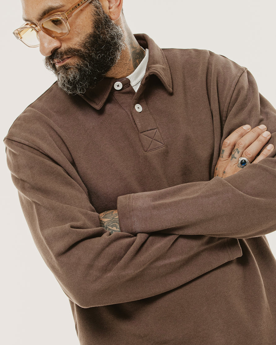 Emmett 1/4 Polo - Brown
