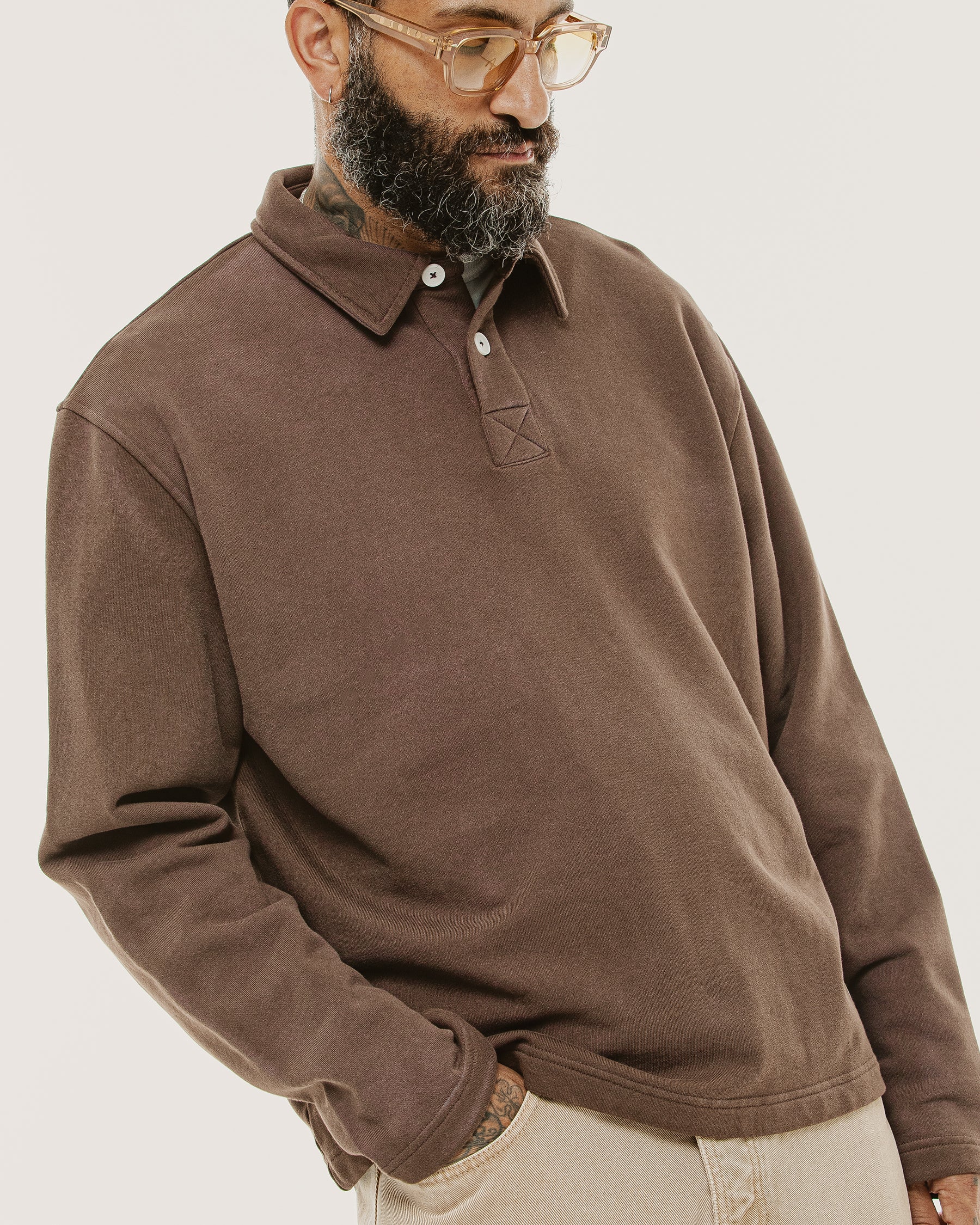 Emmett 1/4 Polo - Brown