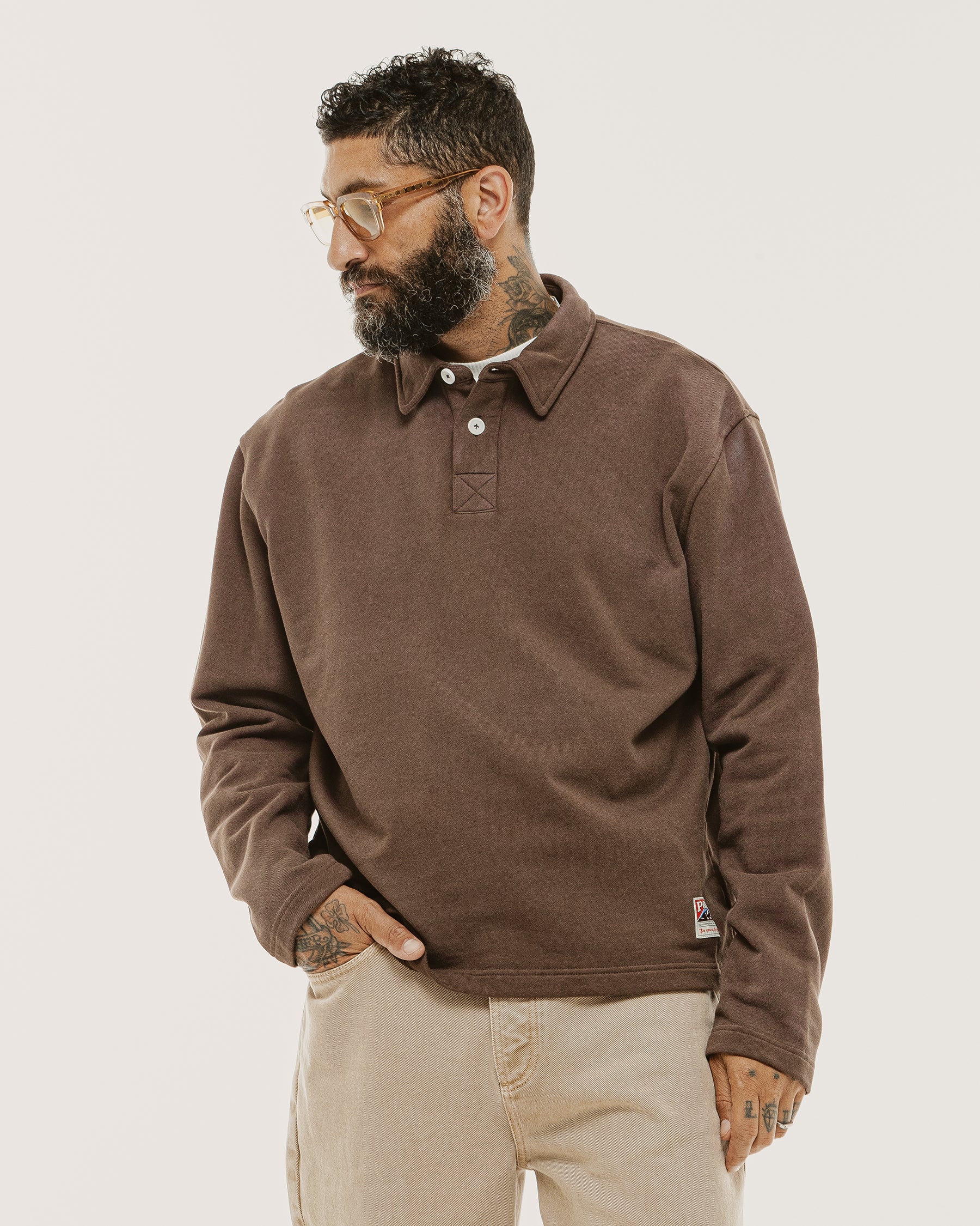 Emmett 1/4 Polo - Brown