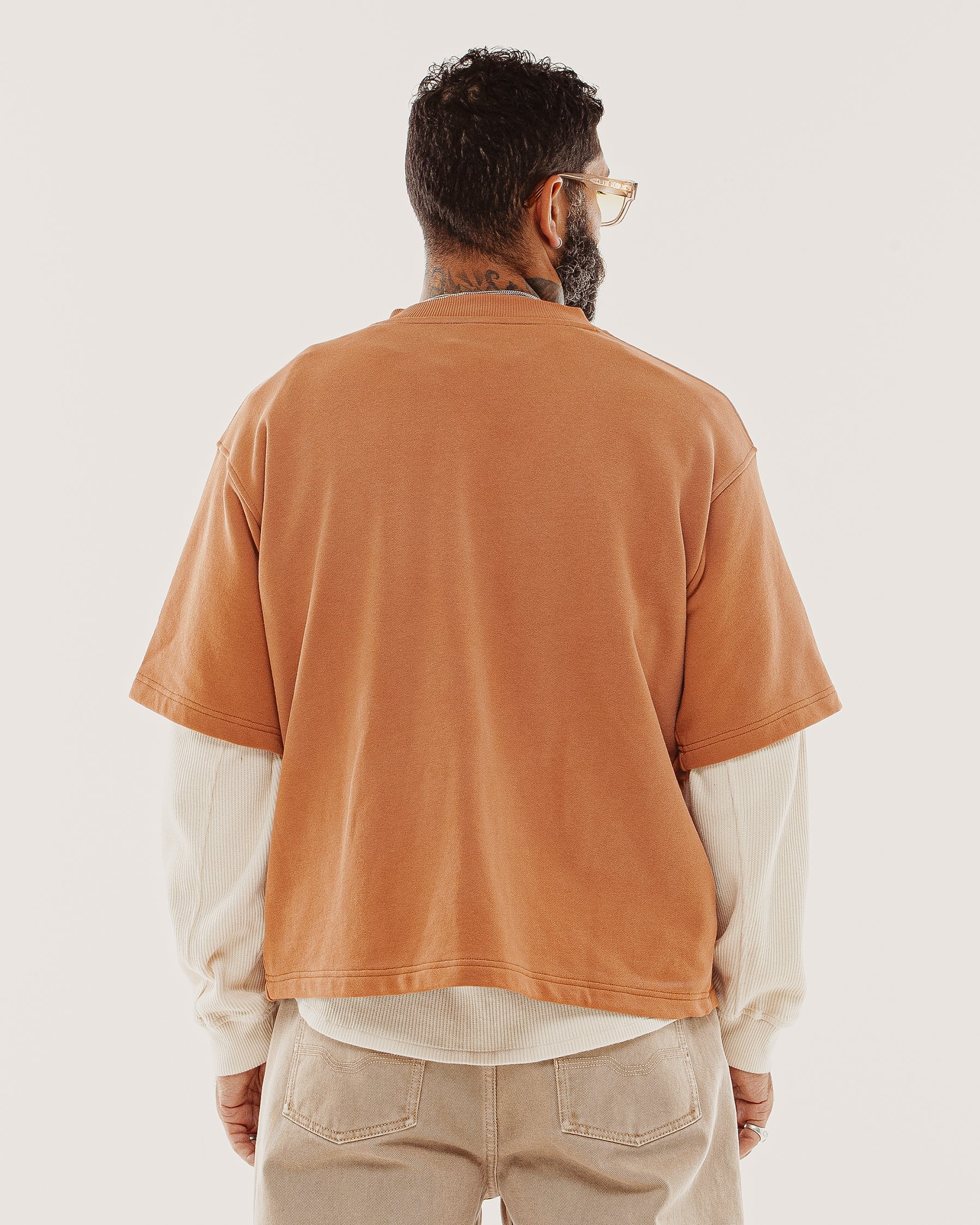 Outpost Shortsleeve Boxy Henley - Orange