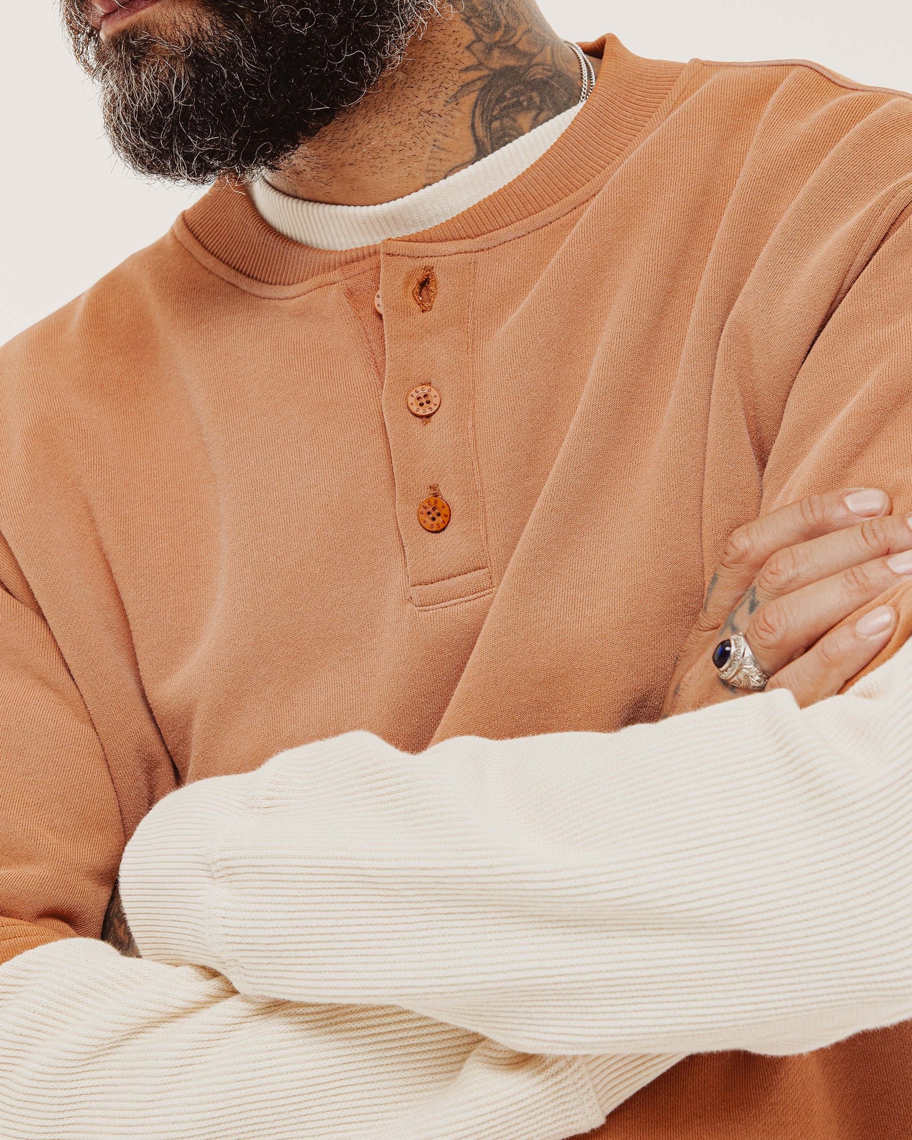 Outpost Shortsleeve Boxy Henley - Orange
