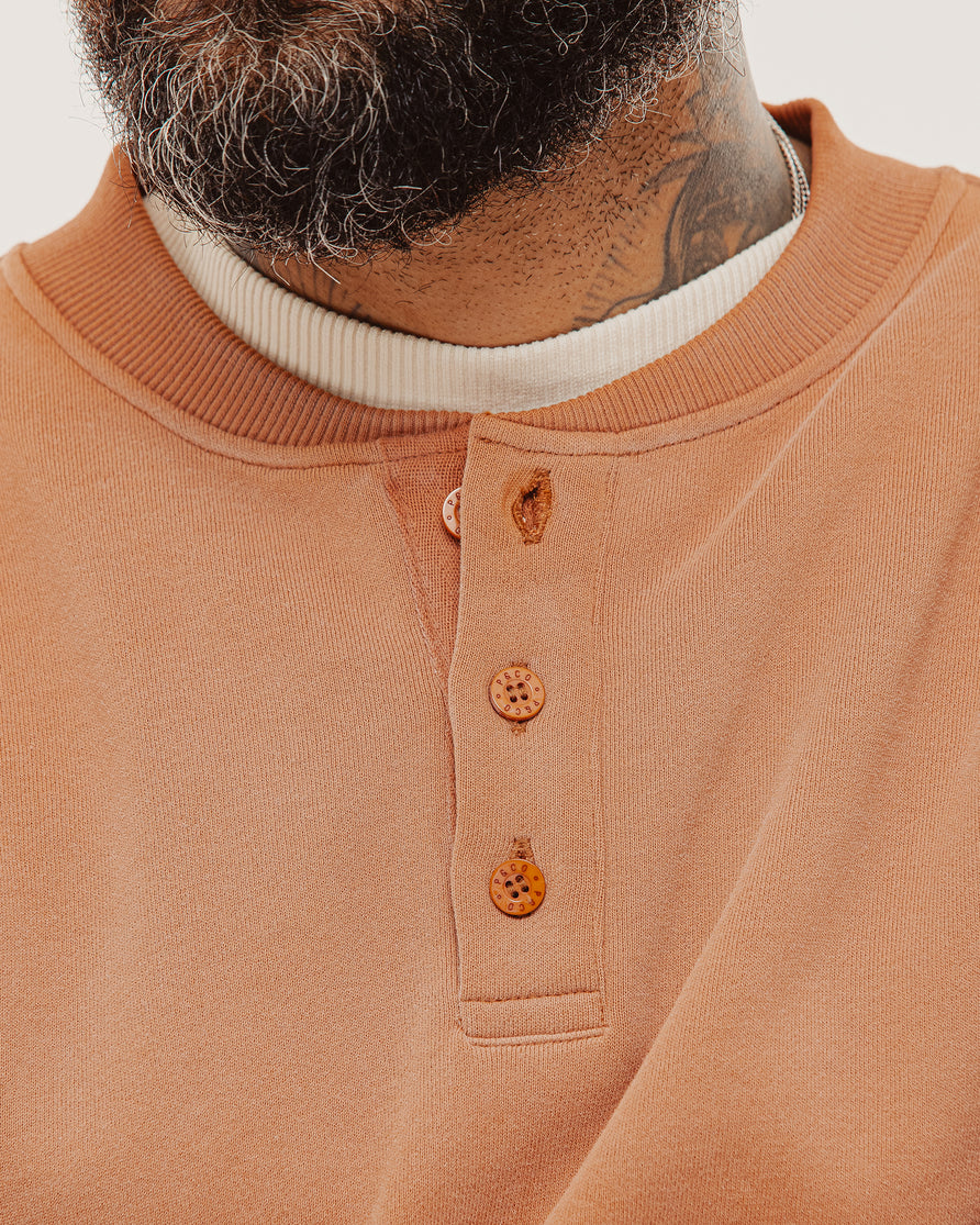 Outpost Shortsleeve Boxy Henley - Orange