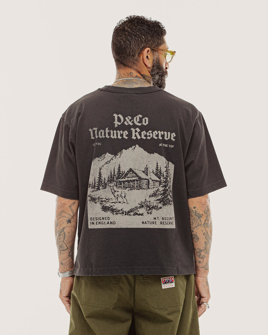 Nature Reserve Boxy T-Shirt - Heavy Washed Black