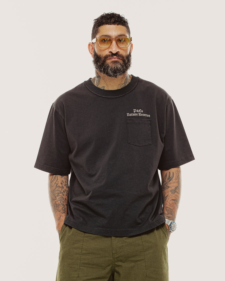 Nature Reserve Boxy T-Shirt - Heavy Washed Black