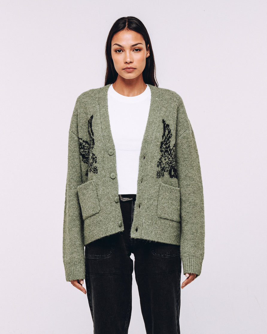 Nelson Brushed Cardigan - Sage