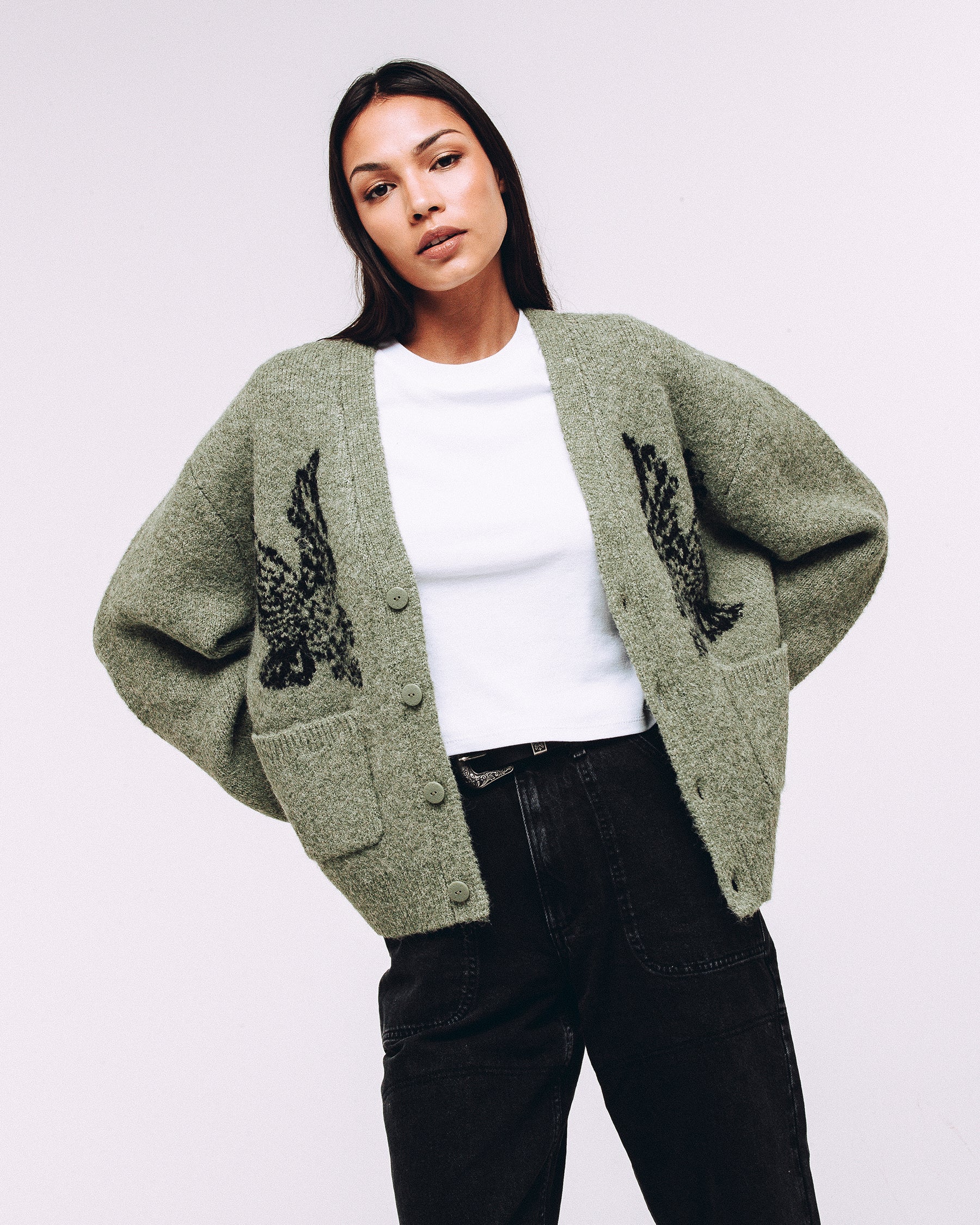 Nelson Brushed Cardigan - Sage