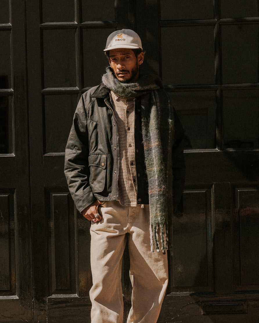 Checked Brushed Scarf - Green Plaid