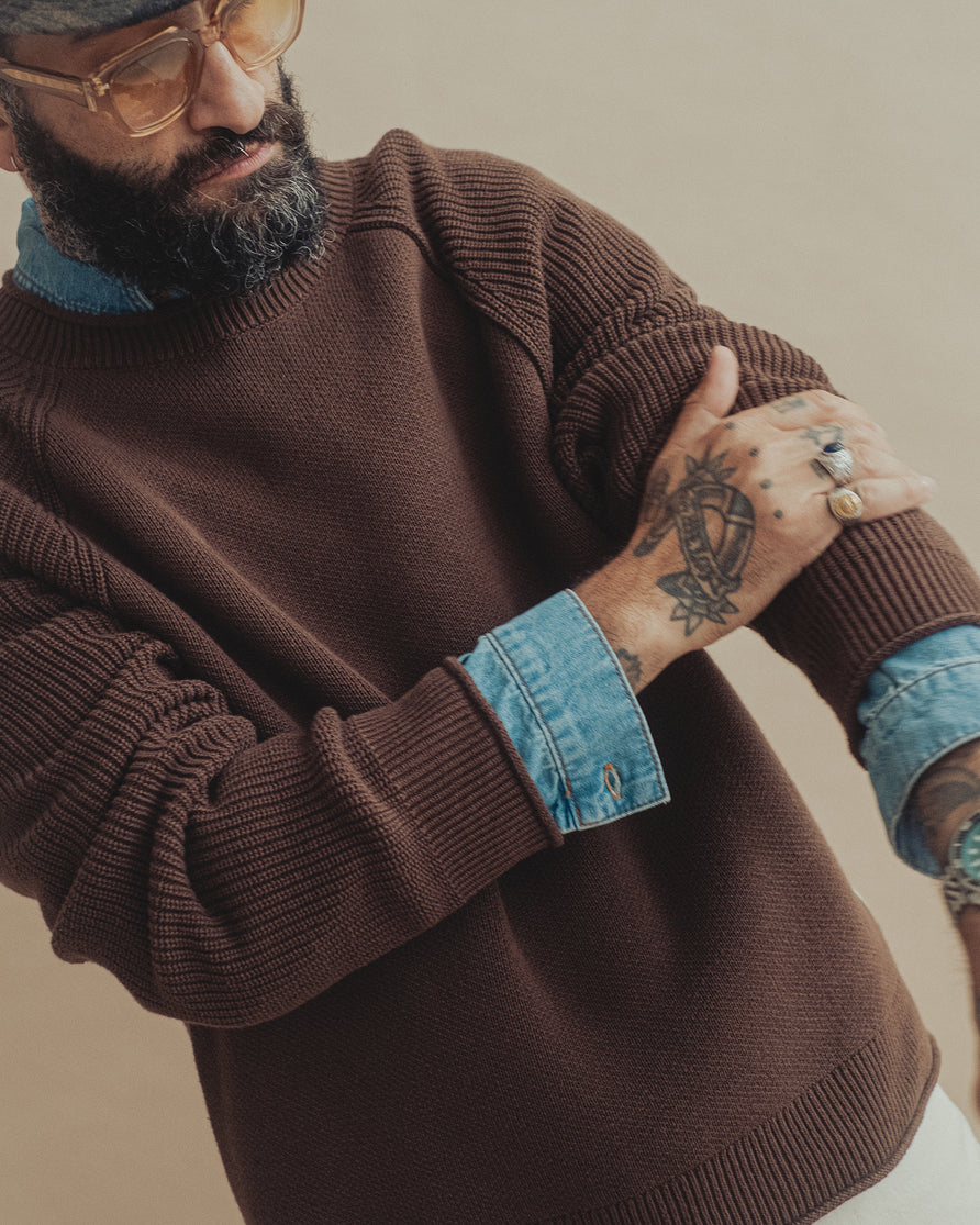 Herring Rollneck Knitted Sweatshirt - Brown