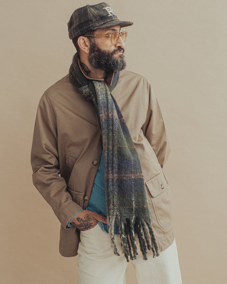 Checked Brushed Scarf - Green Plaid