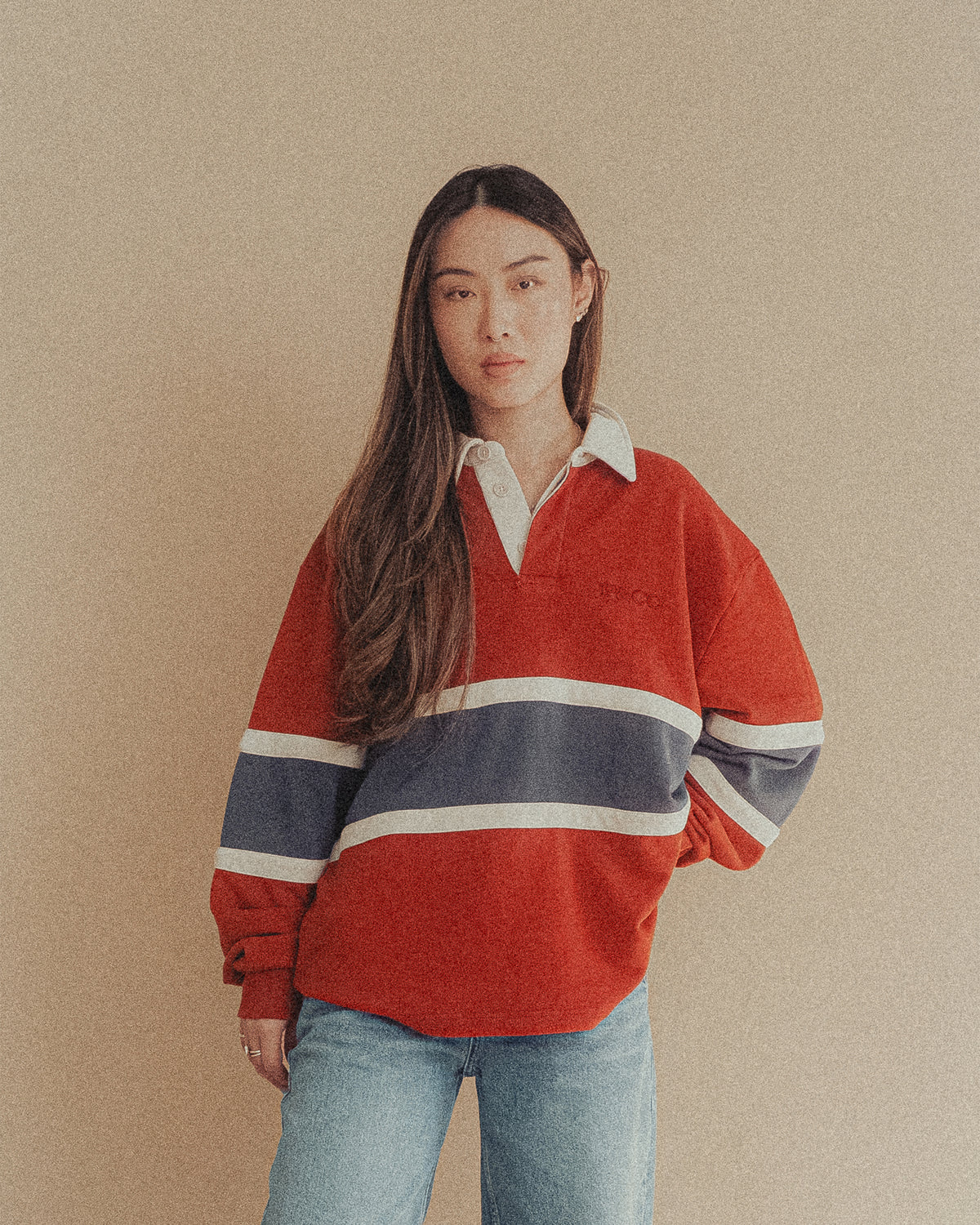 P&Co Rugby Polo - Rust & Navy