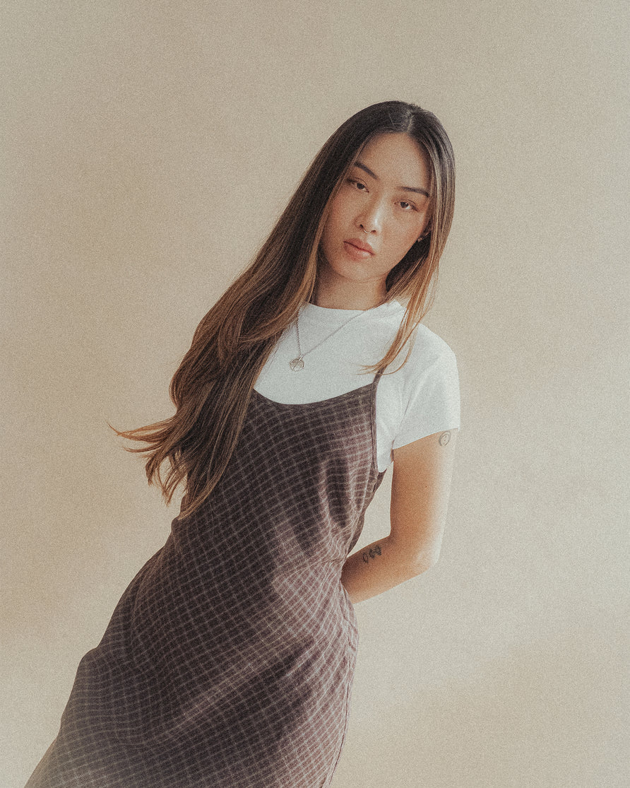 Hester Check Slip Dress - Brown Check