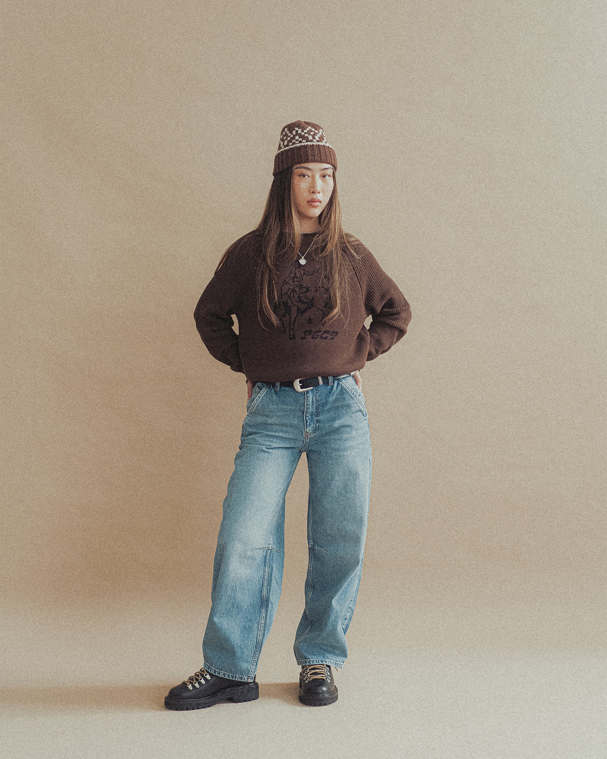 Bronco Knitted Rollneck Sweater - Brown
