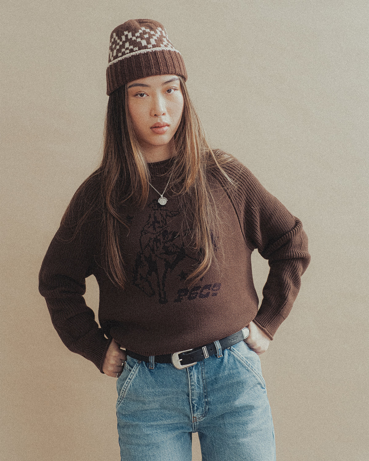 Bronco Knitted Rollneck Sweater - Brown