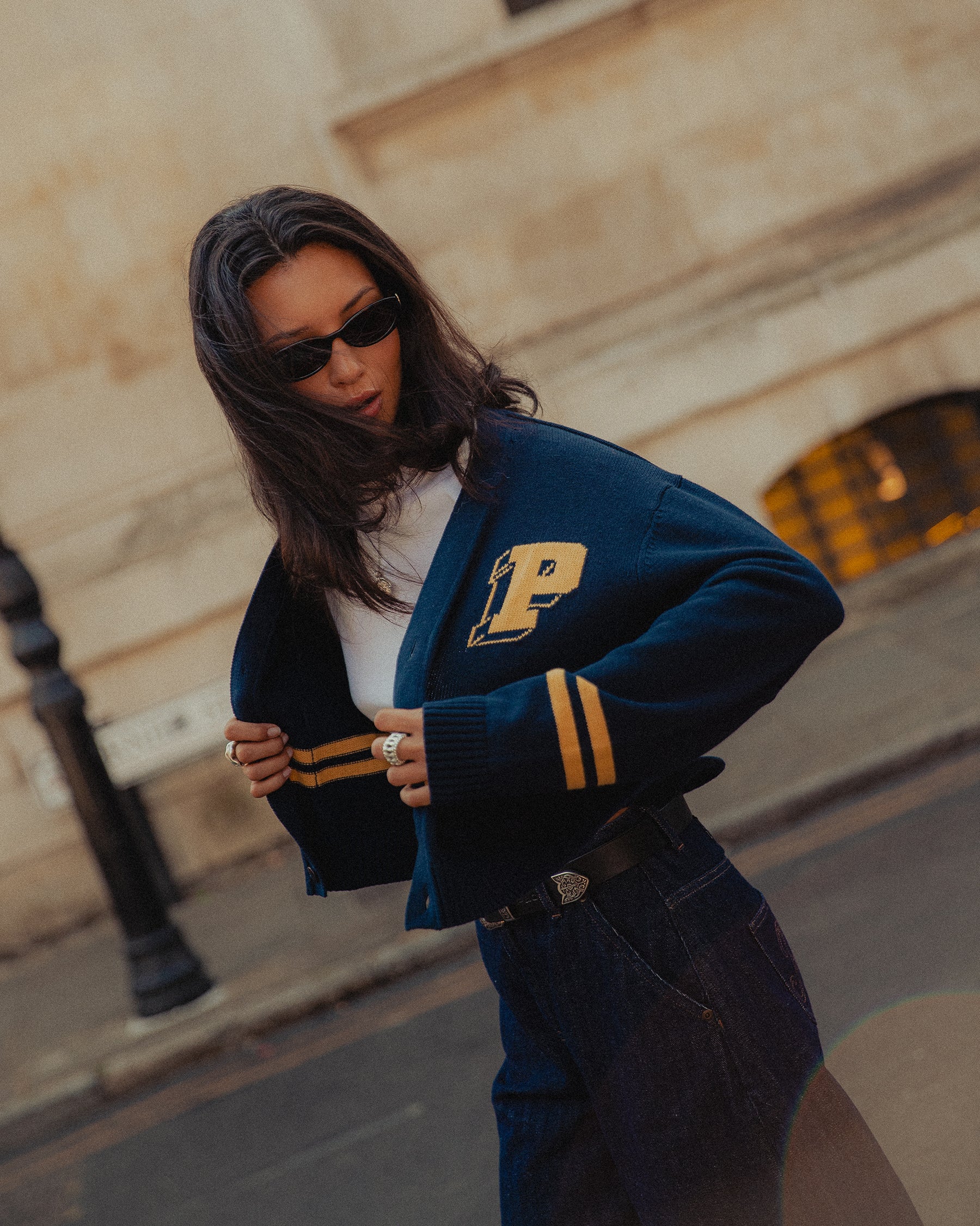 Josie Varsity Cardigan - Navy