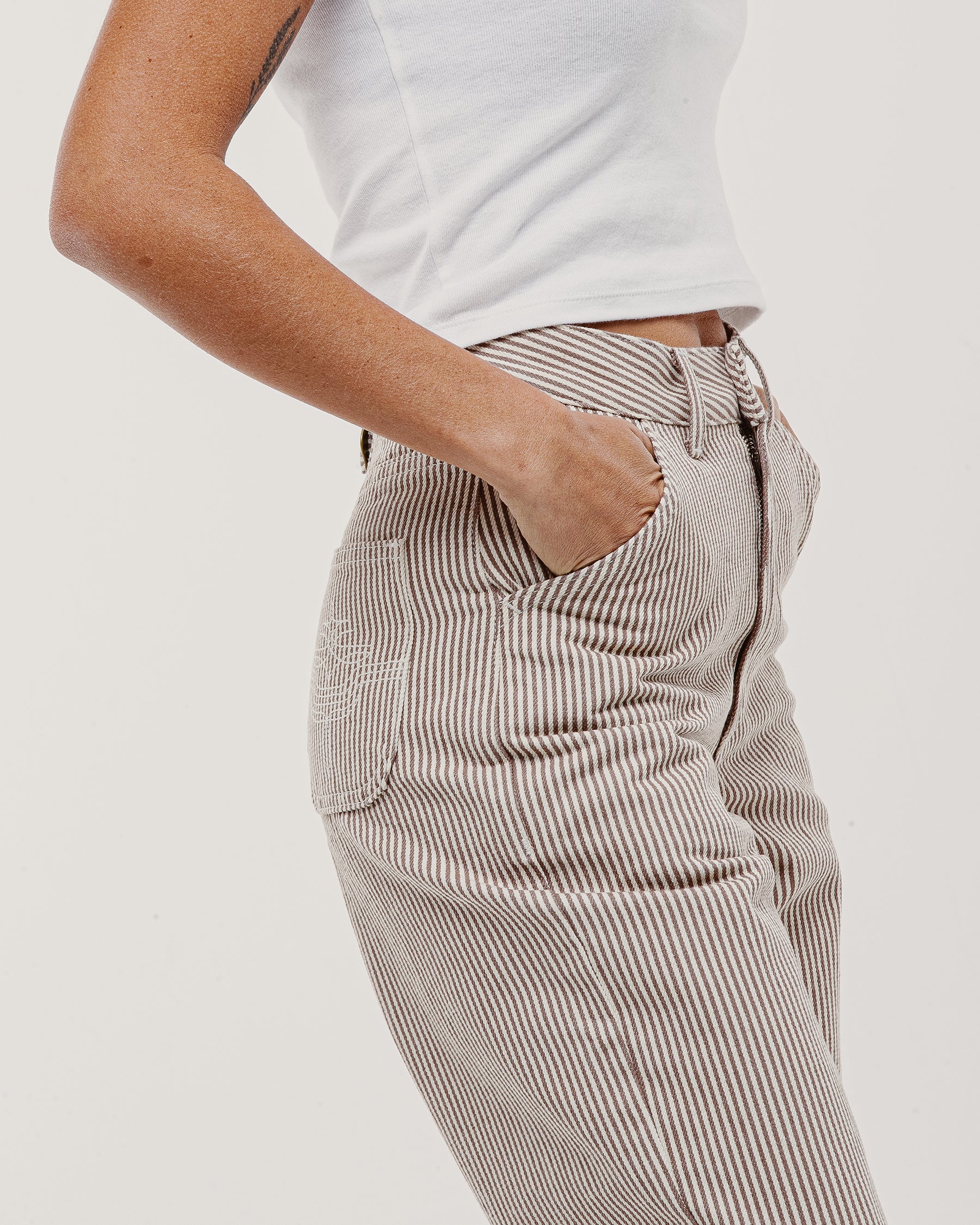 Nomad Pant - Ecru Hickory Stripe