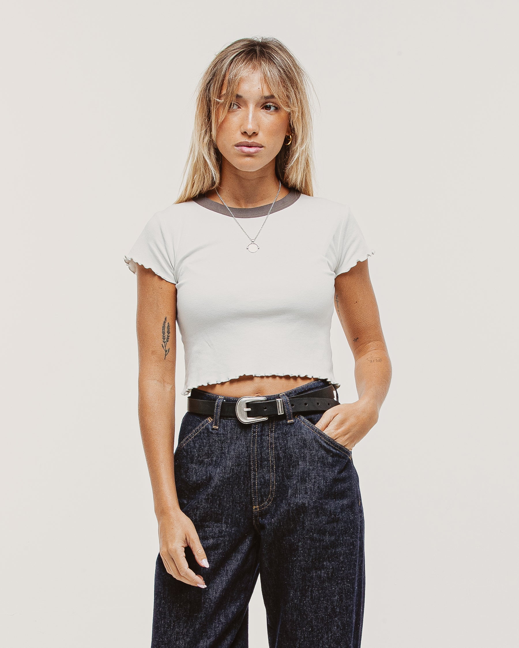 Ringer Baby T-Shirt - Off White