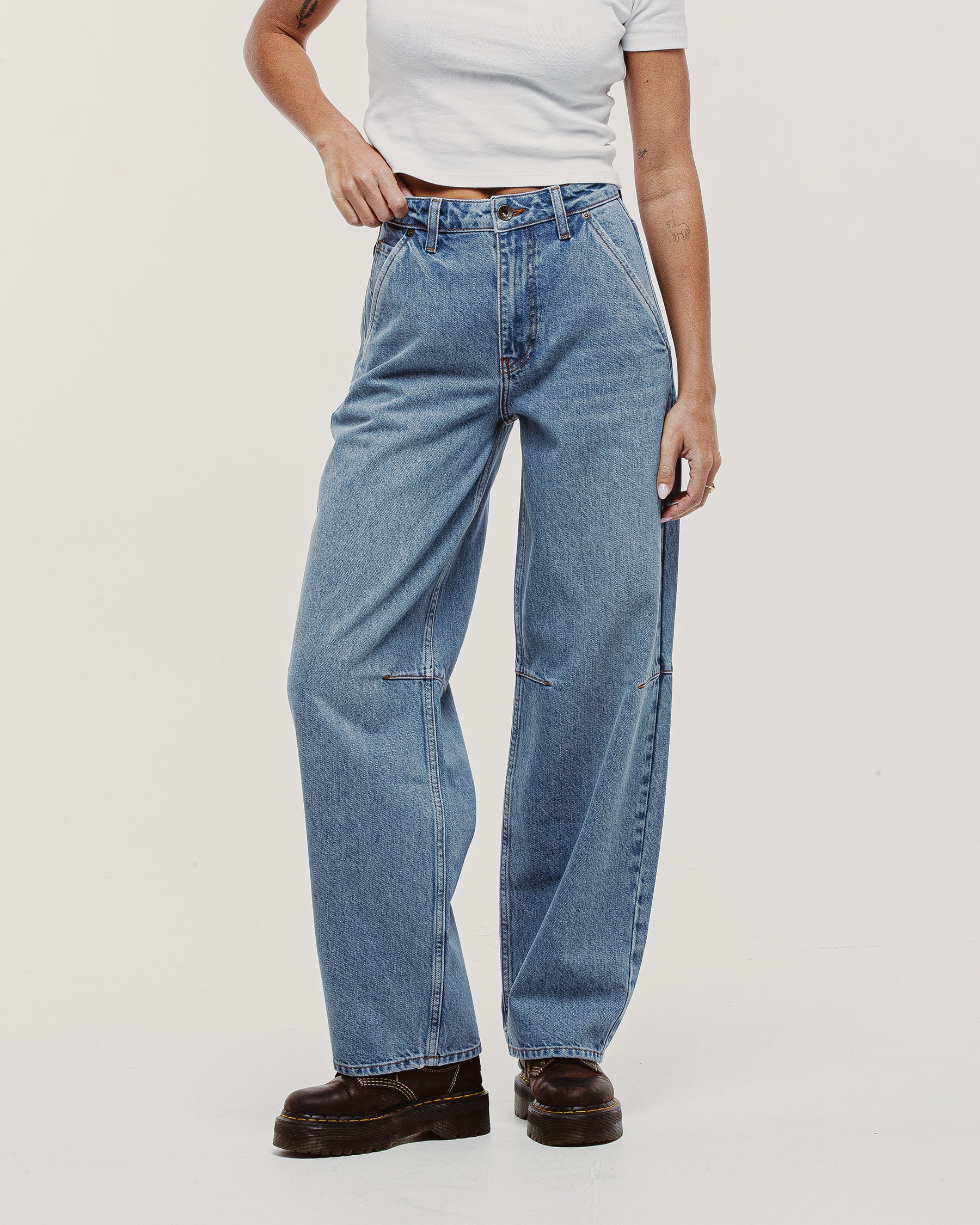 Ecru Keaton Wide Leg Denim Jean | Women's Bottoms & Pants ‐ P&Co