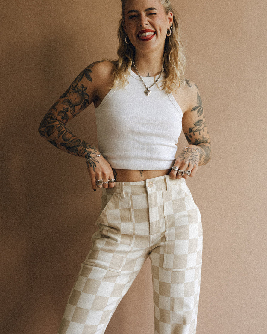 Service Fatigue Pants - Stone Checkerboard