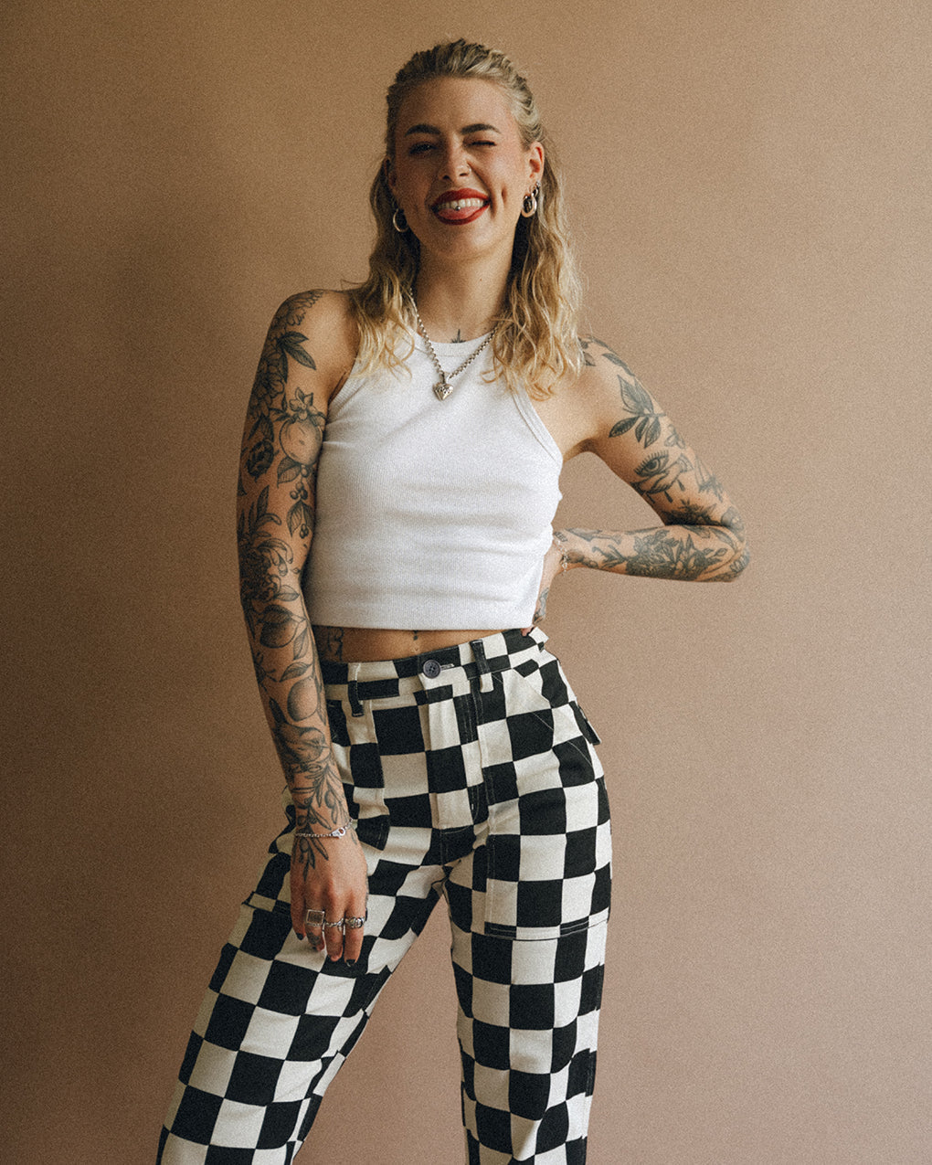 Service Fatigue Pants - Black Checkerboard