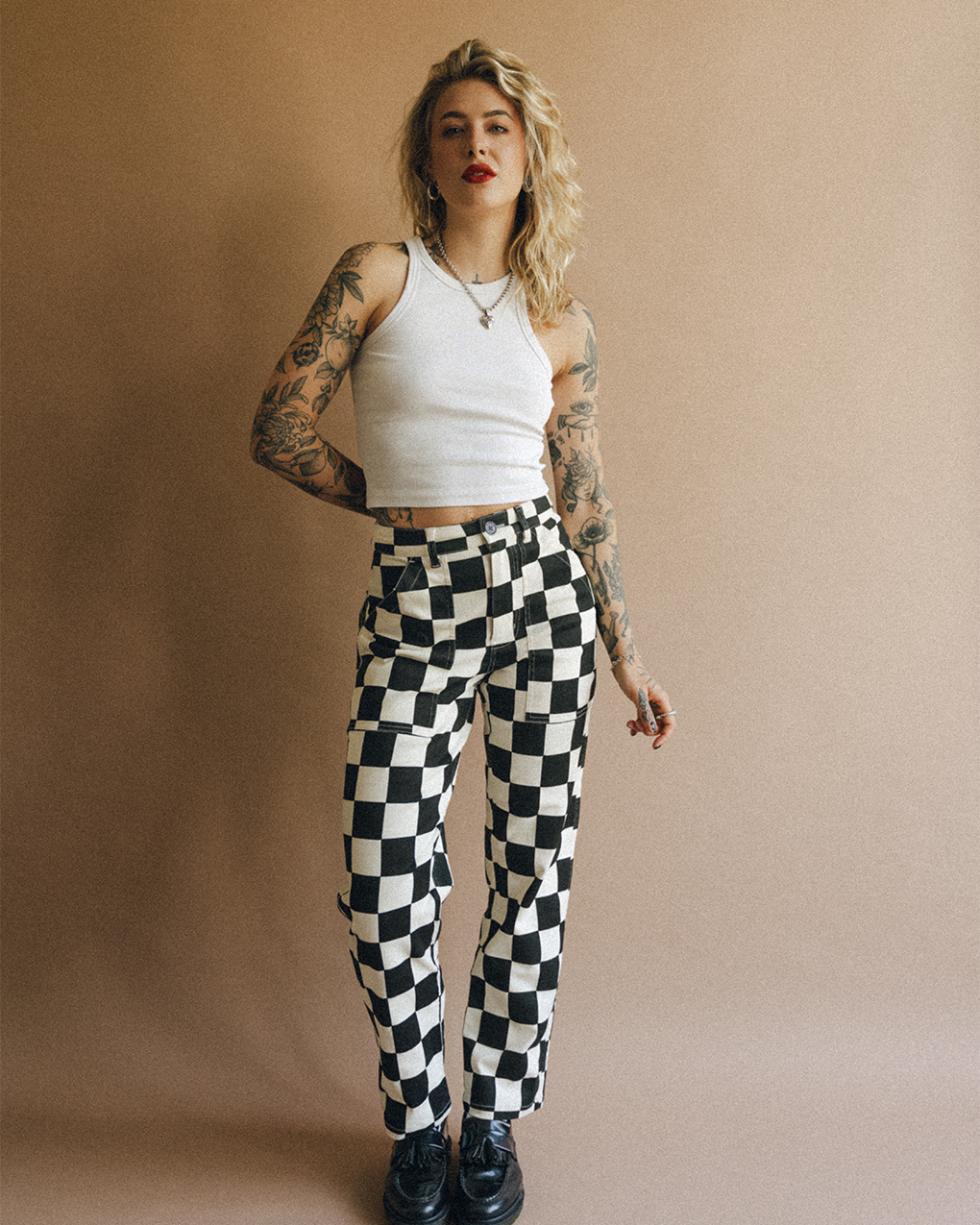 Service Fatigue Pants - Black Checkerboard