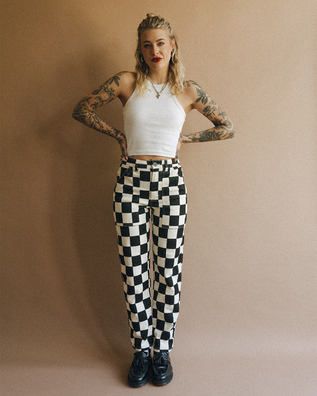 Service Fatigue Pants - Black Checkerboard