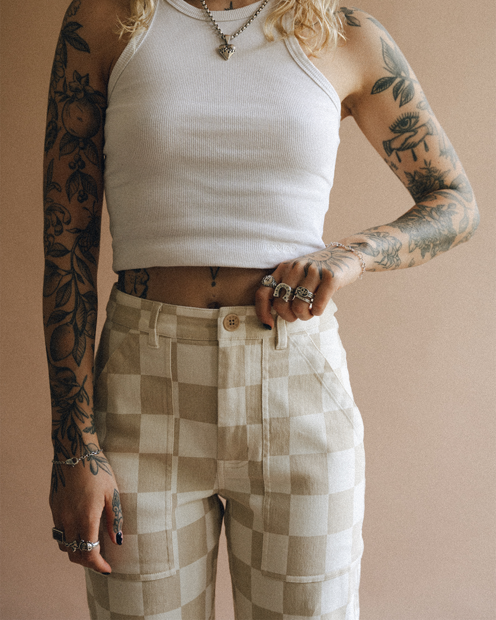Service Fatigue Pants - Stone Checkerboard