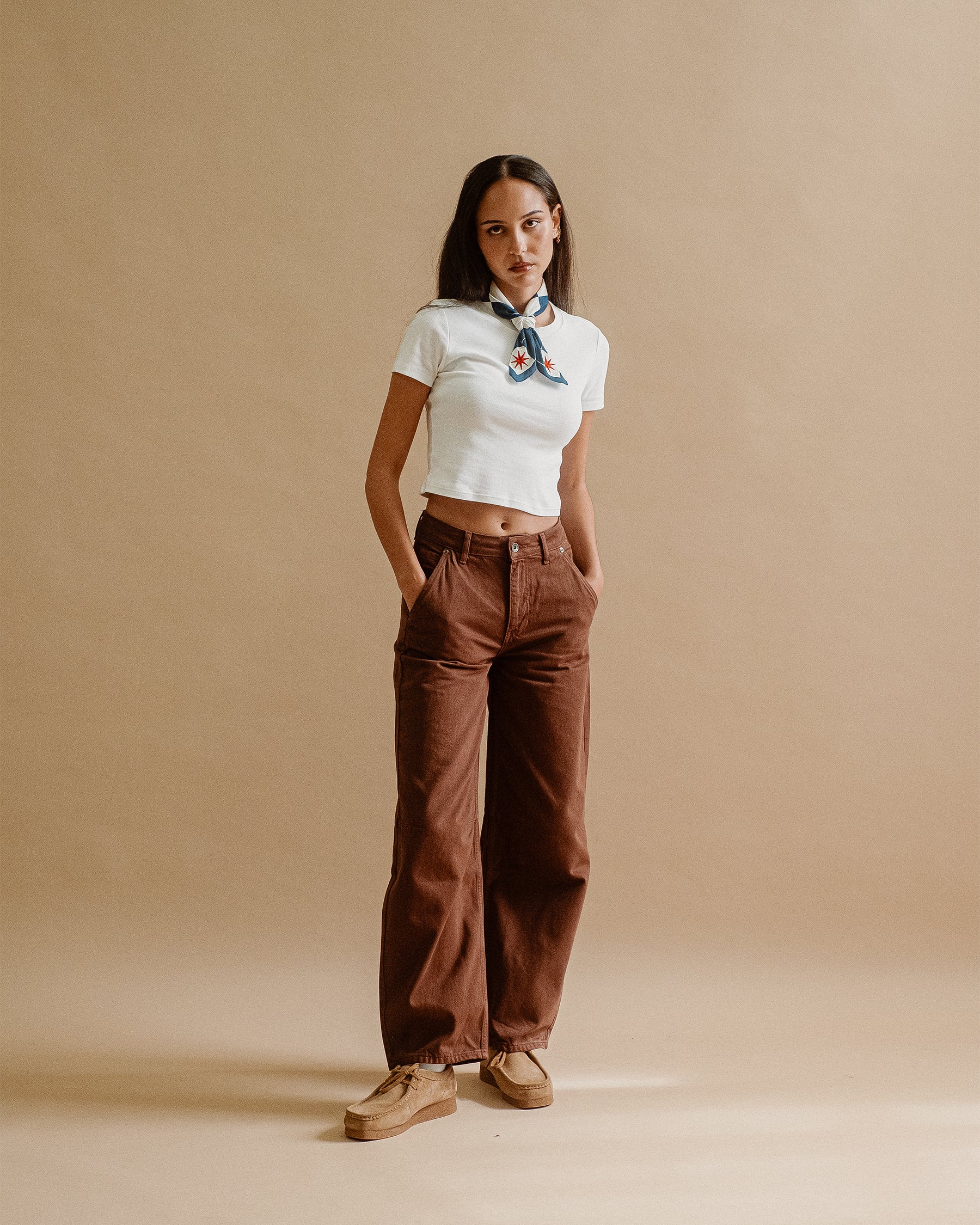 Grace Barrel Leg Jean - Washed Brown