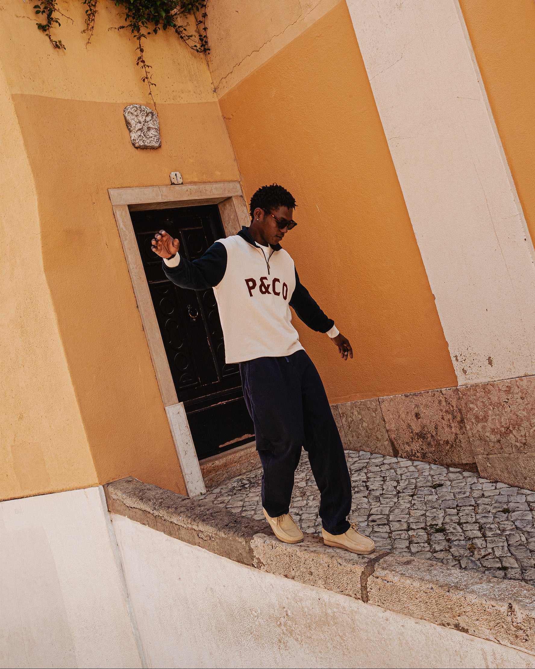 Track 1/4 Zip Jersey - Ecru & Navy
