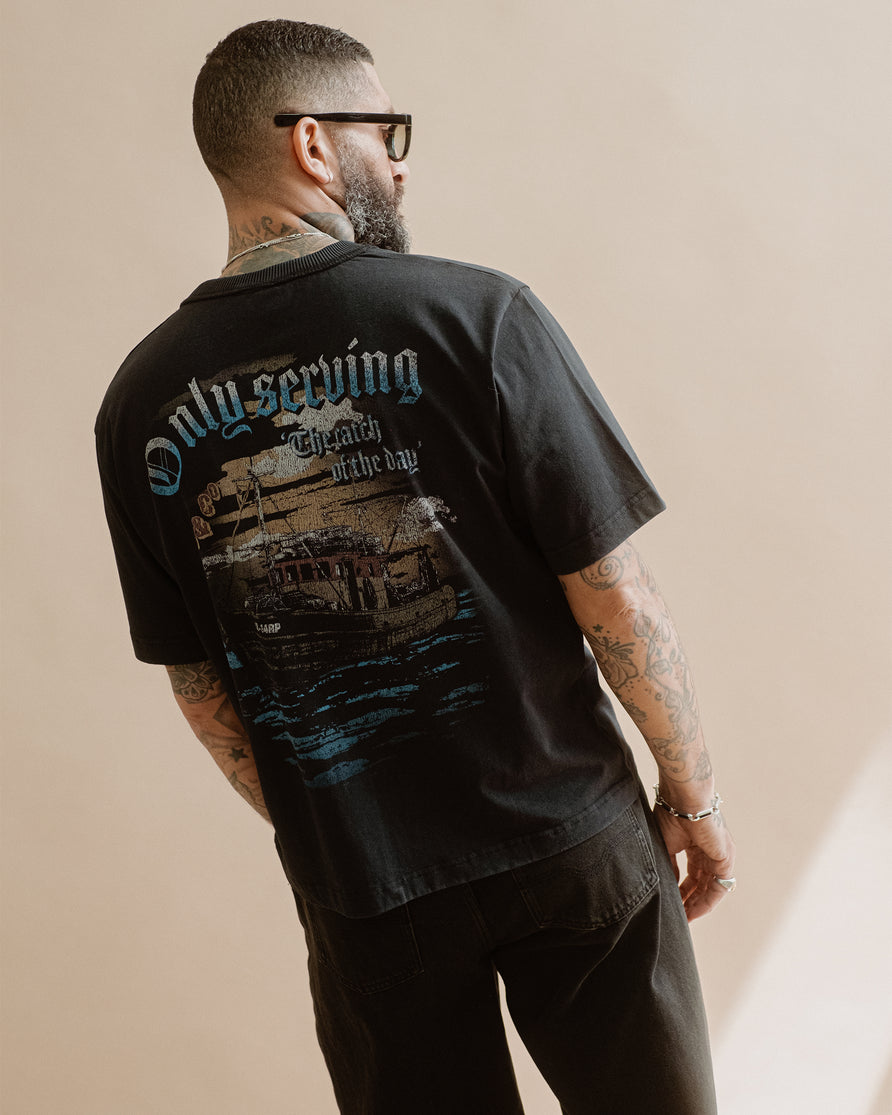 Catch Of The Day Boxy T-Shirt - Heavy Washed Black