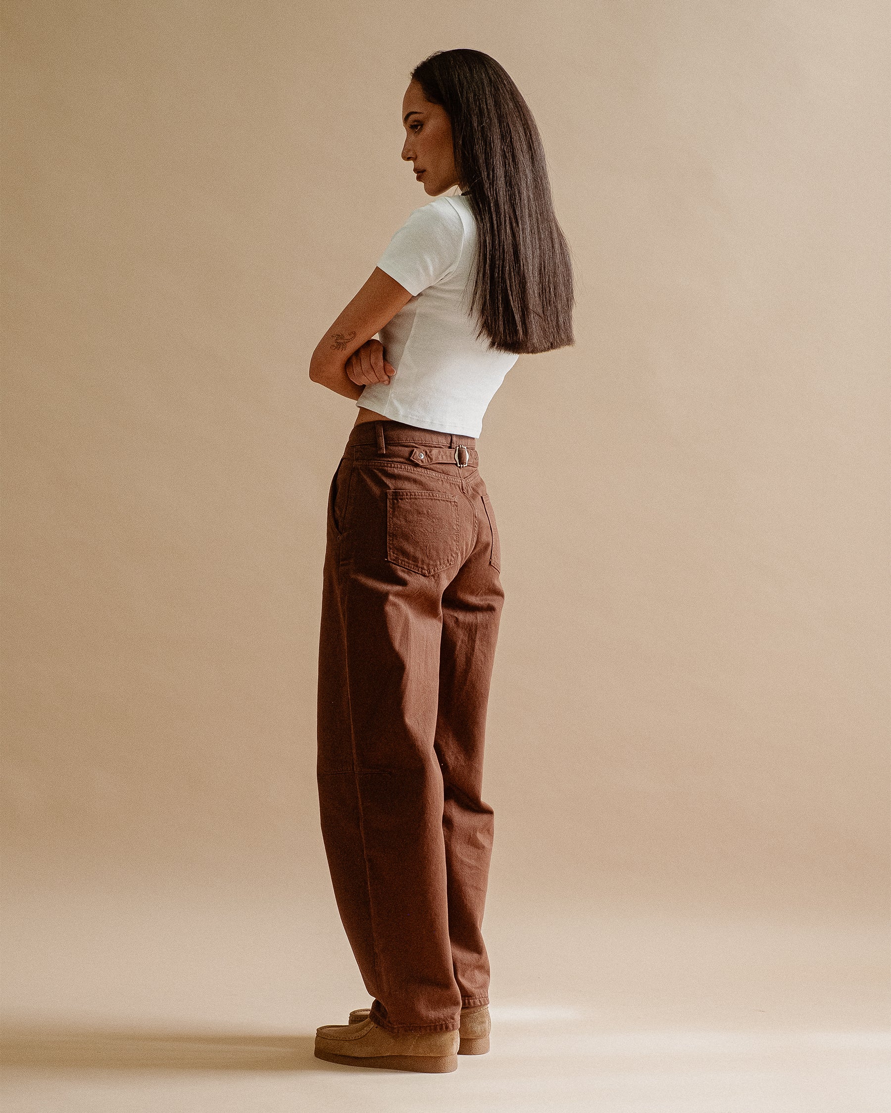 Grace Barrel Leg Jean - Washed Brown