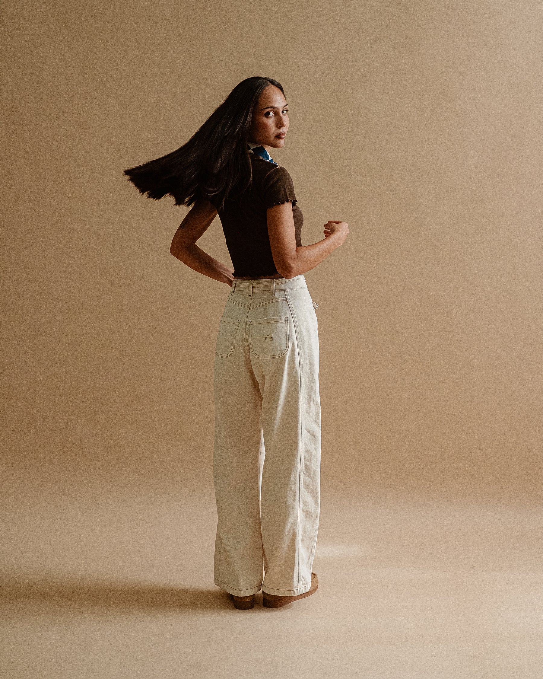 Keaton Wide Leg Denim Jean - Ecru