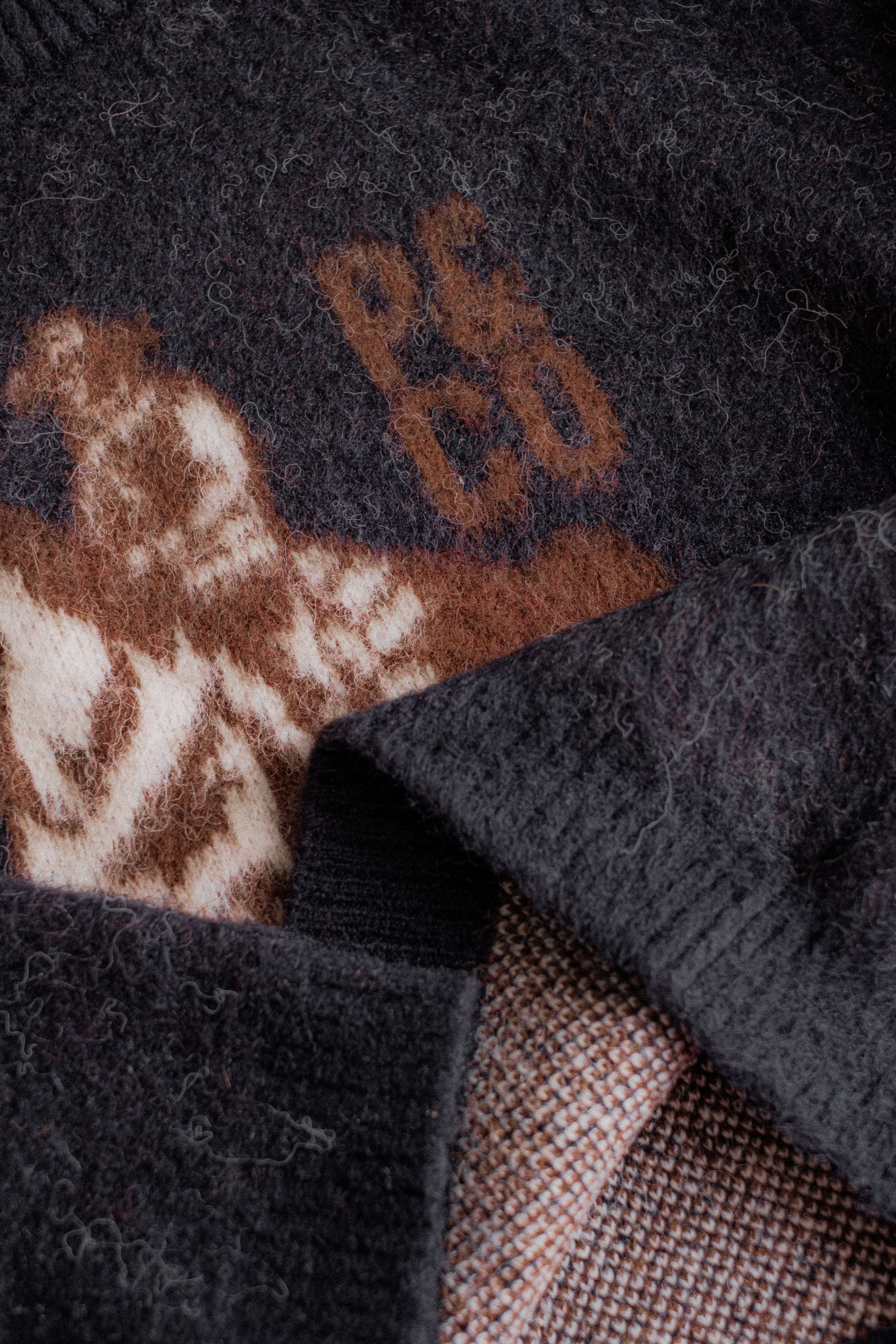 Western Knitted Jumper - Washed Black