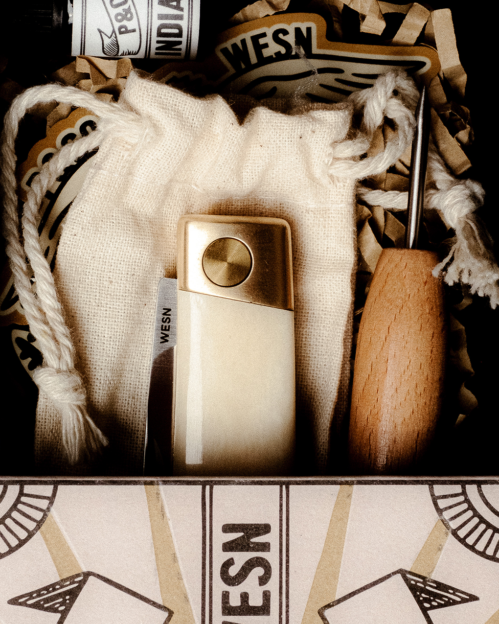 The Rancher Henry Knife - Brass & Bone