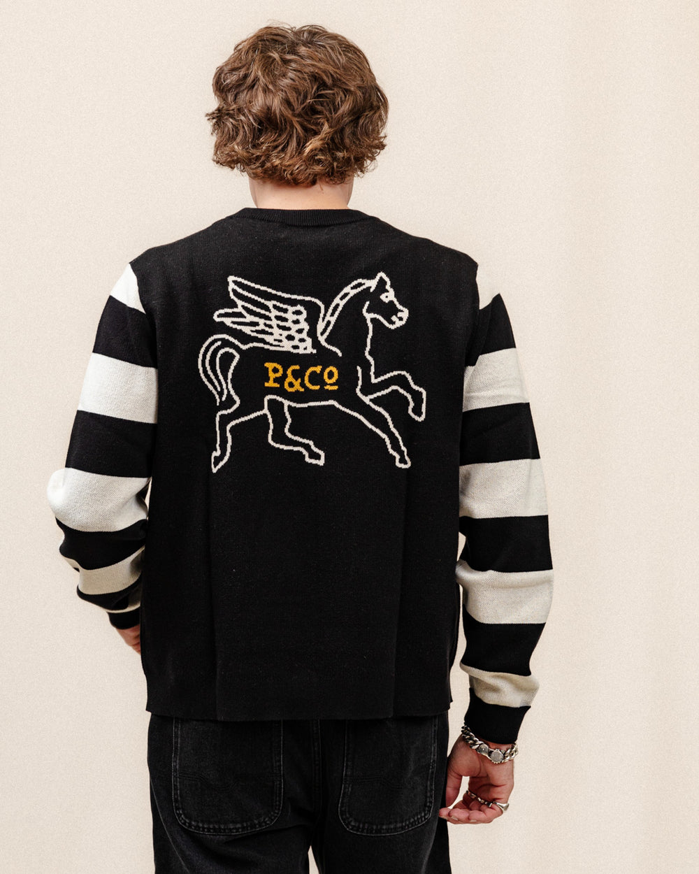 Pegasus Moto Knit Jumper - Black & White