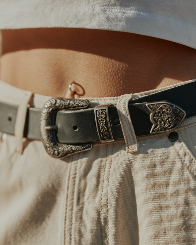Dolly Western Leather Belt - Black